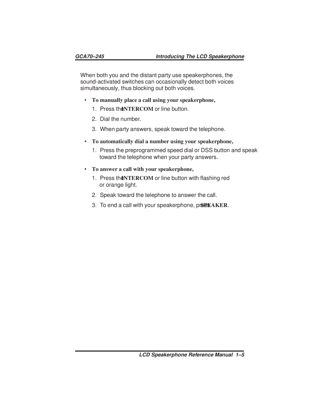 Vertical Communications DSU and DSU II ∙ To manually place a call using your speakerphone 