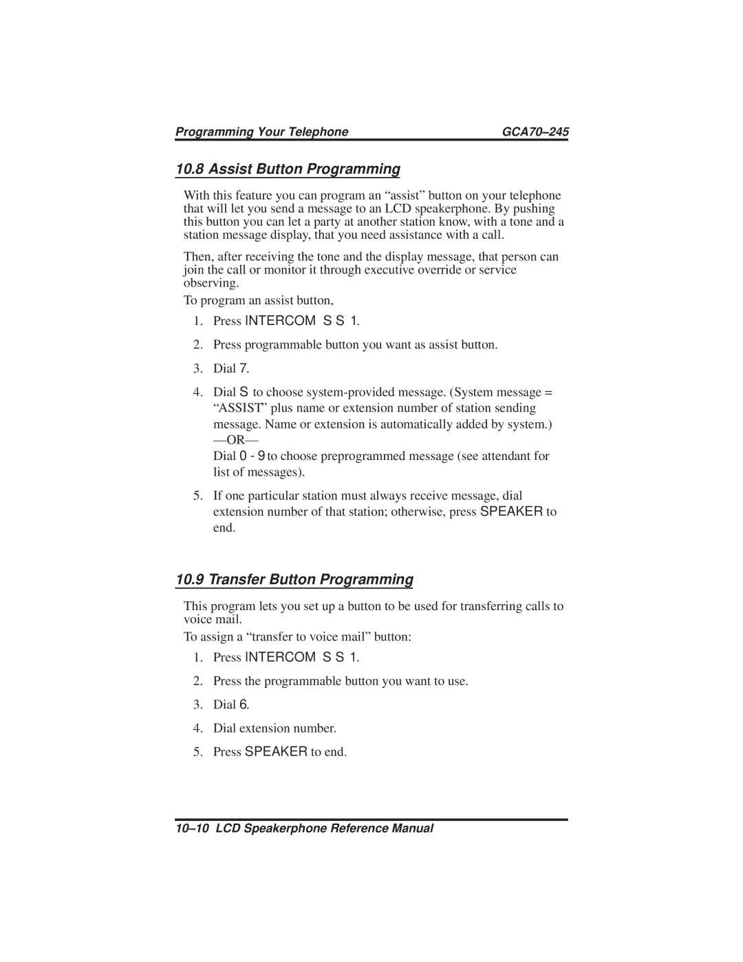 Vertical Communications DSU and DSU II manual Assist Button Programming, Transfer Button Programming 