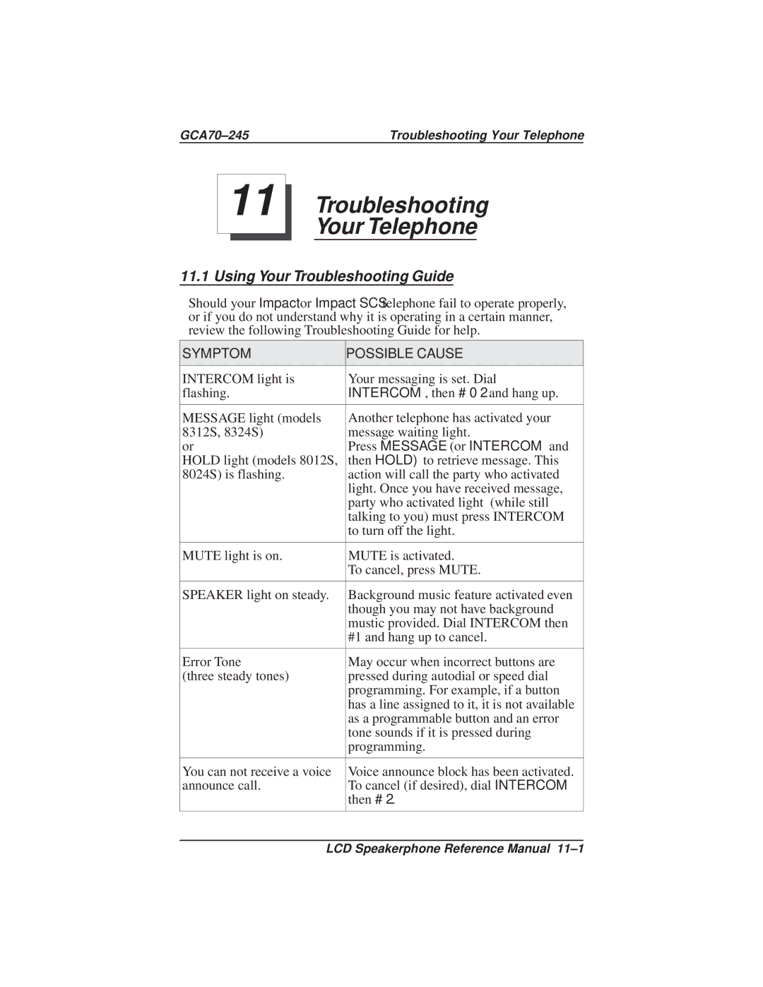 Vertical Communications DSU and DSU II manual Using Your Troubleshooting Guide, Press Message or Intercom 