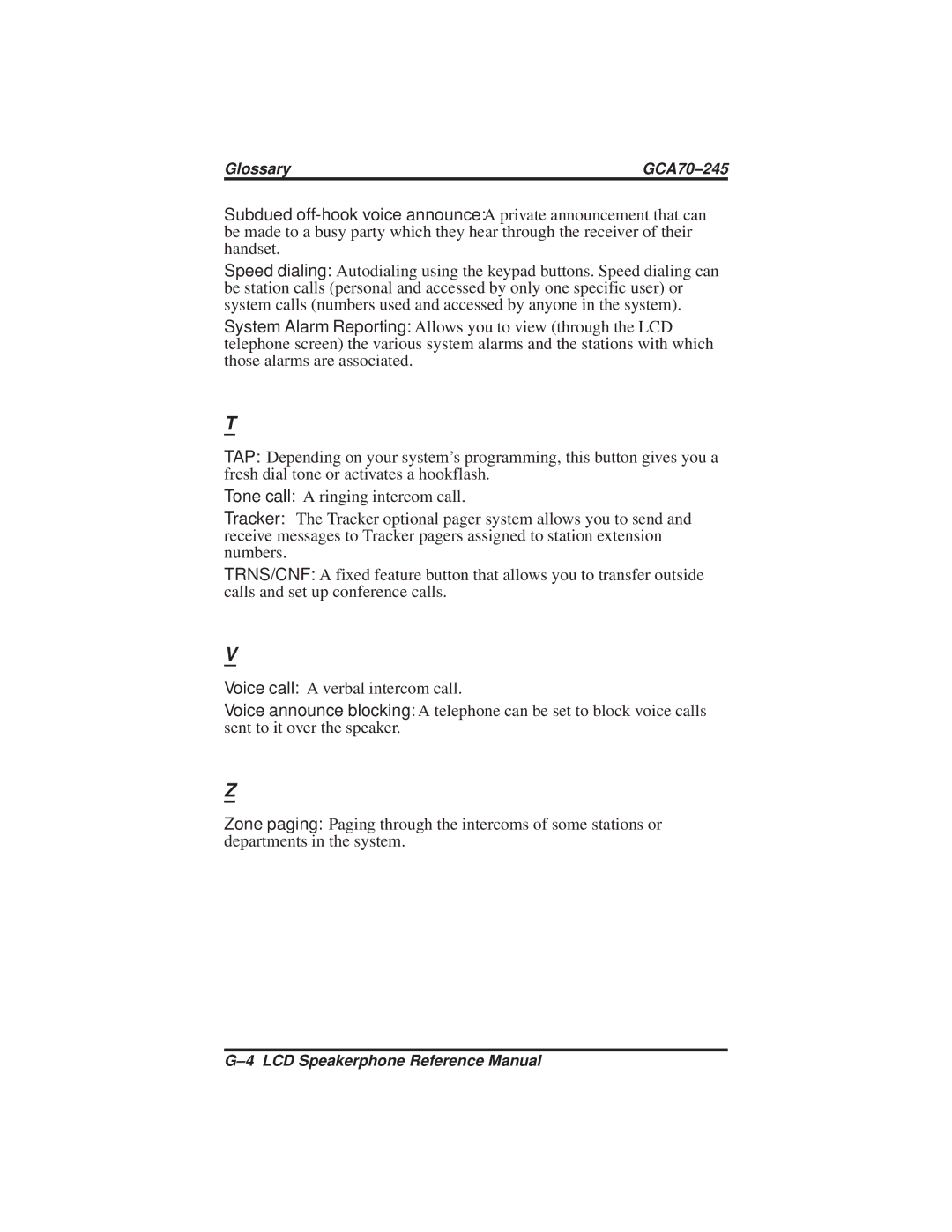 Vertical Communications DSU and DSU II manual Glossary GCA70-245 