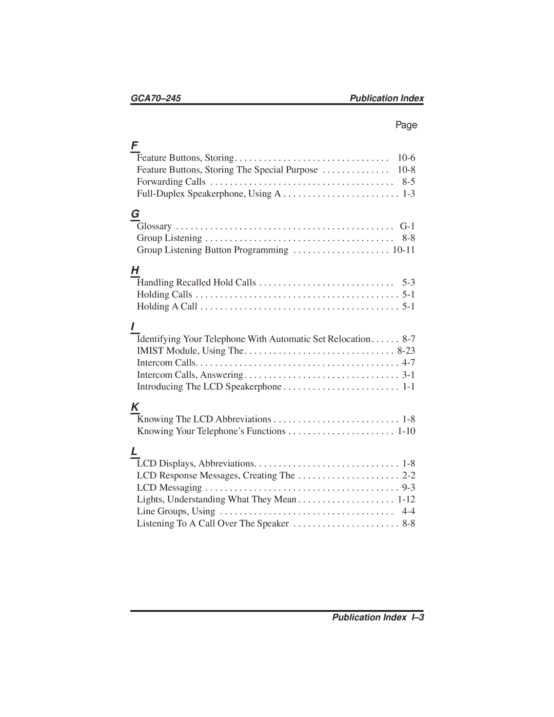 Vertical Communications DSU and DSU II manual GCA70-245 Publication Index 