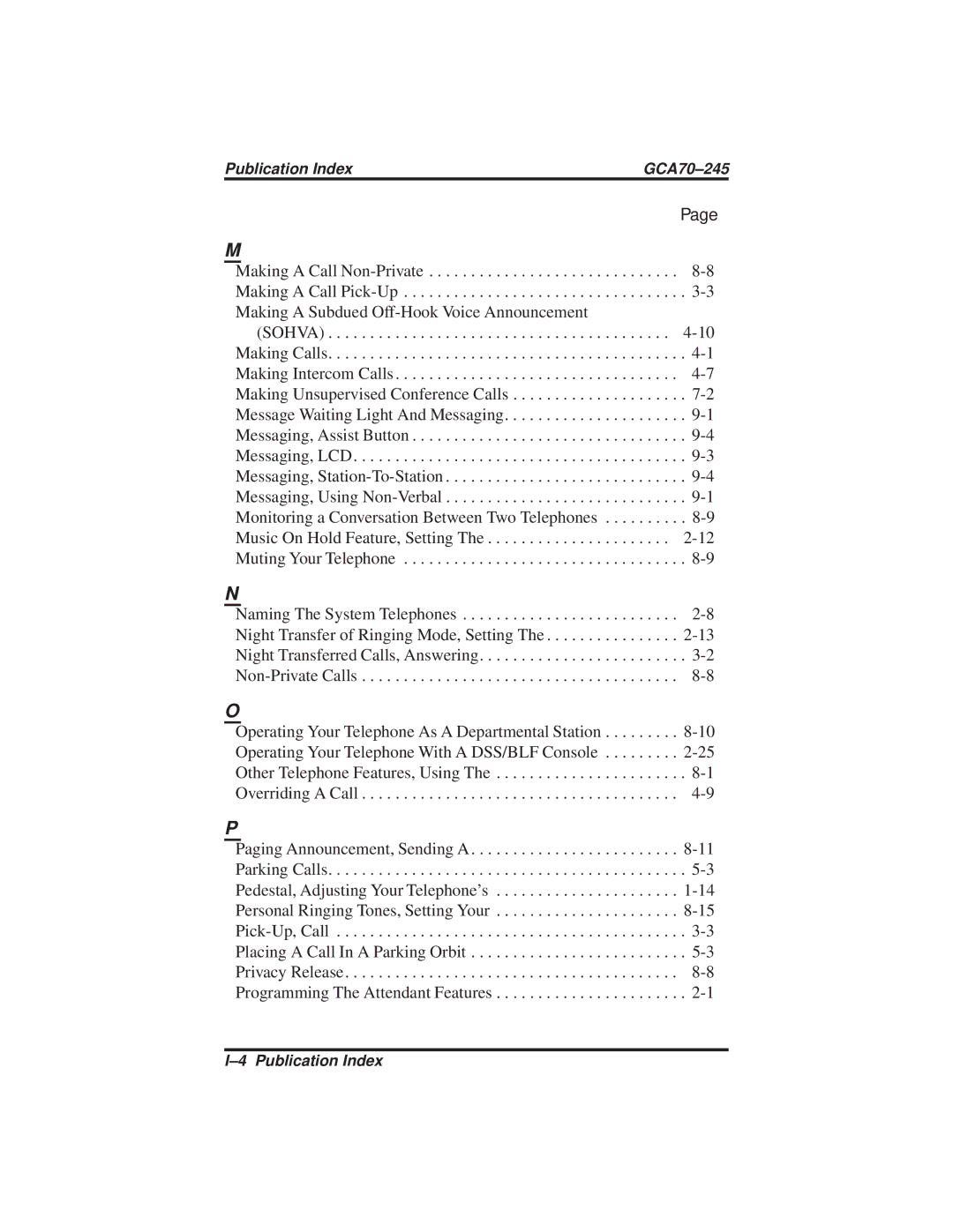 Vertical Communications DSU and DSU II manual Publication Index GCA70-245 