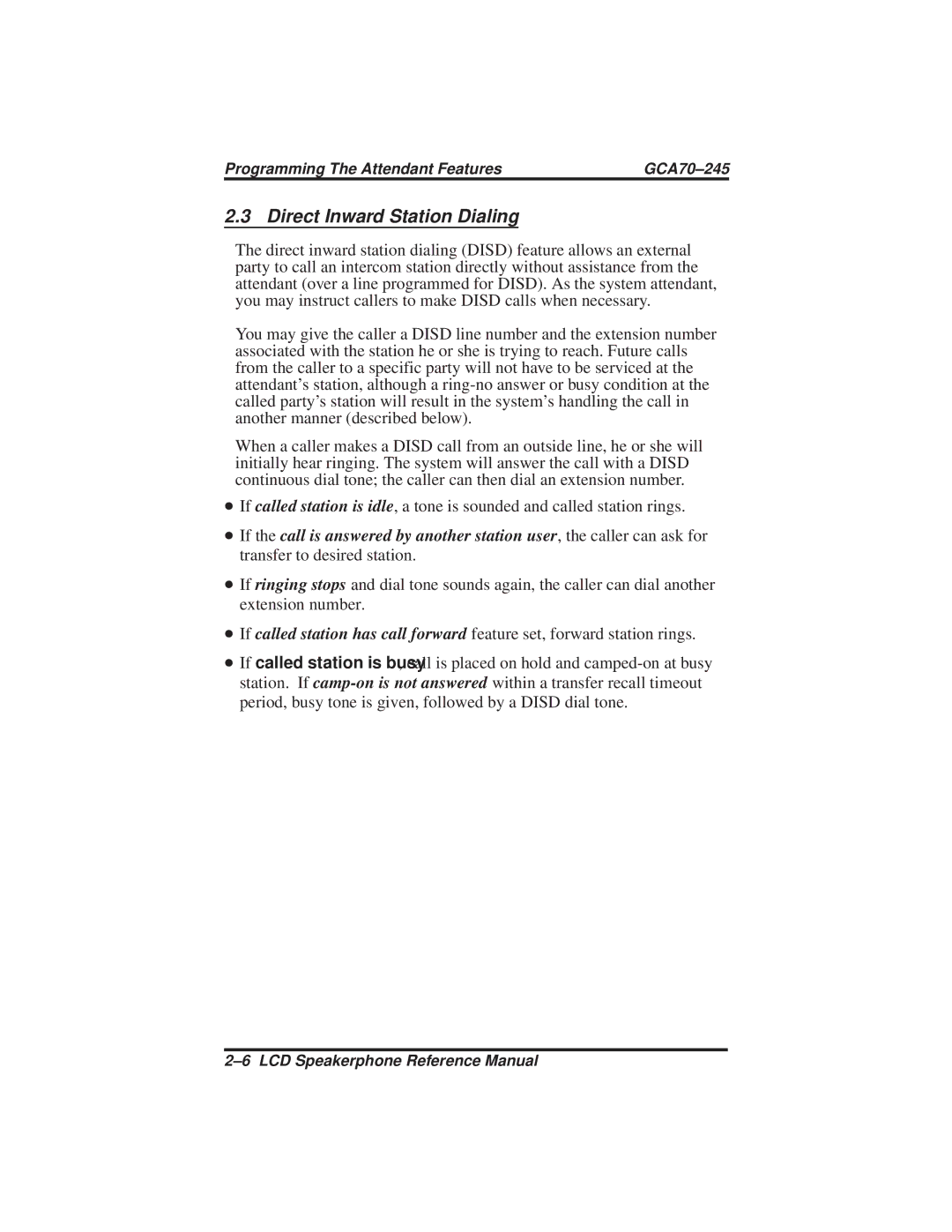 Vertical Communications DSU and DSU II manual Direct Inward Station Dialing 