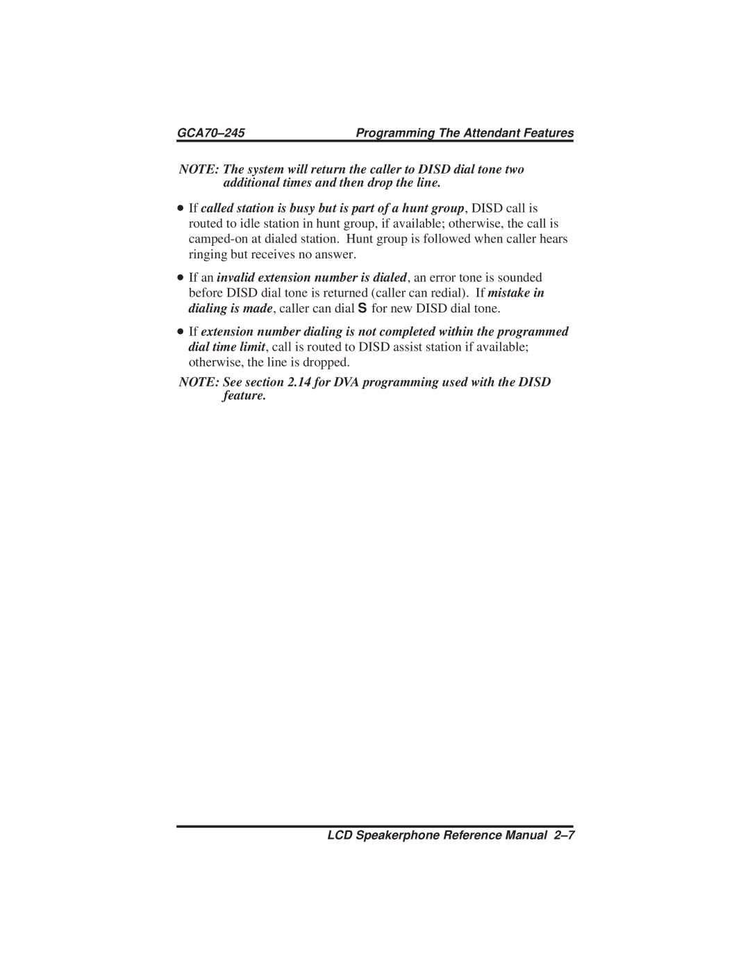 Vertical Communications DSU and DSU II manual GCA70-245 Programming The Attendant Features 