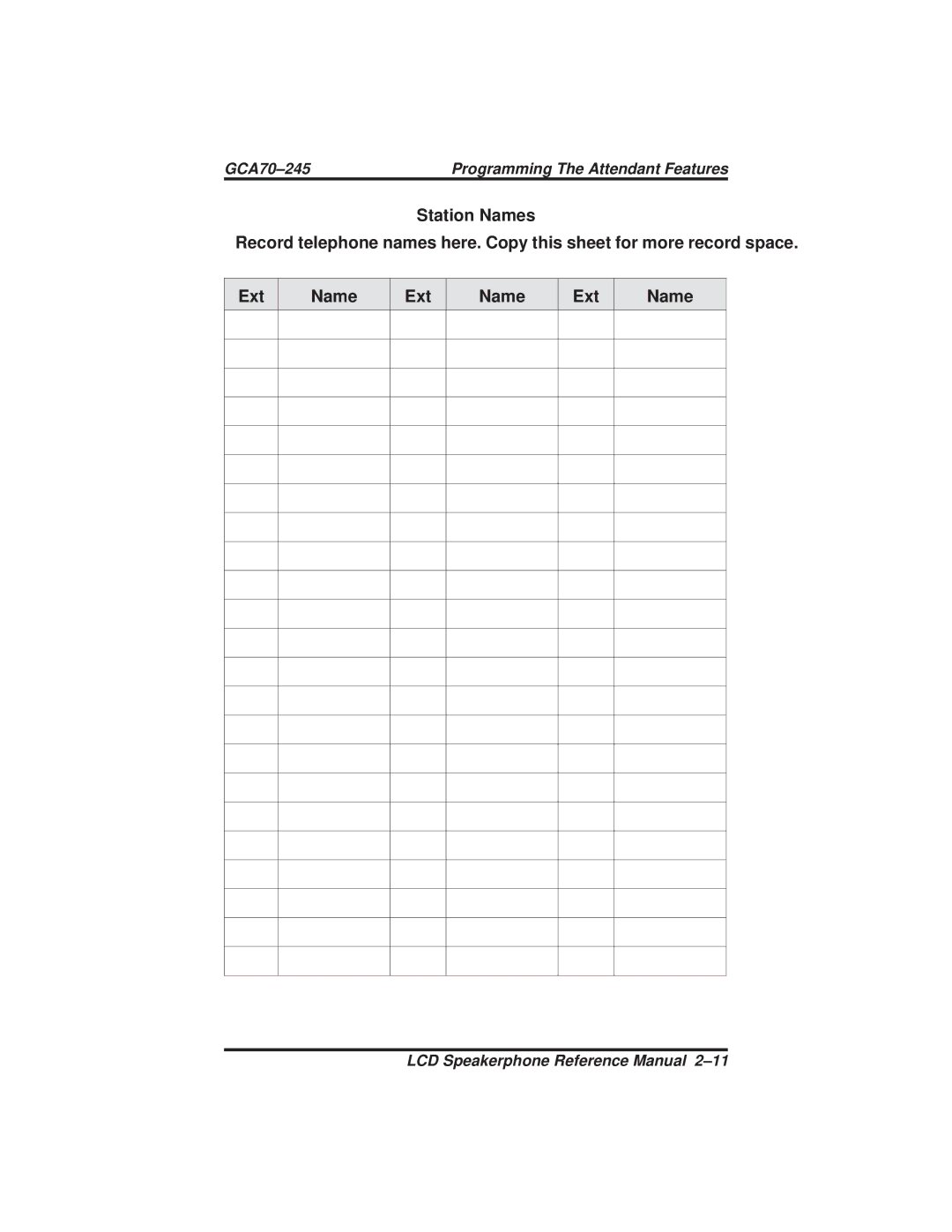 Vertical Communications DSU and DSU II manual GCA70-245 Programming The Attendant Features 