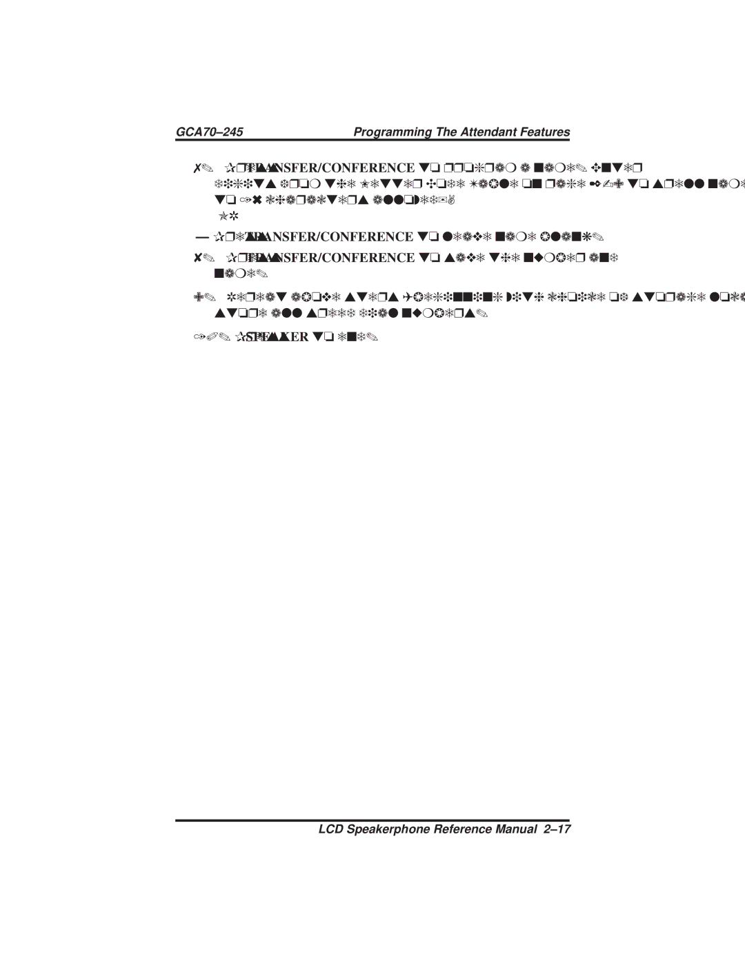 Vertical Communications DSU and DSU II manual GCA70-245 Programming The Attendant Features 