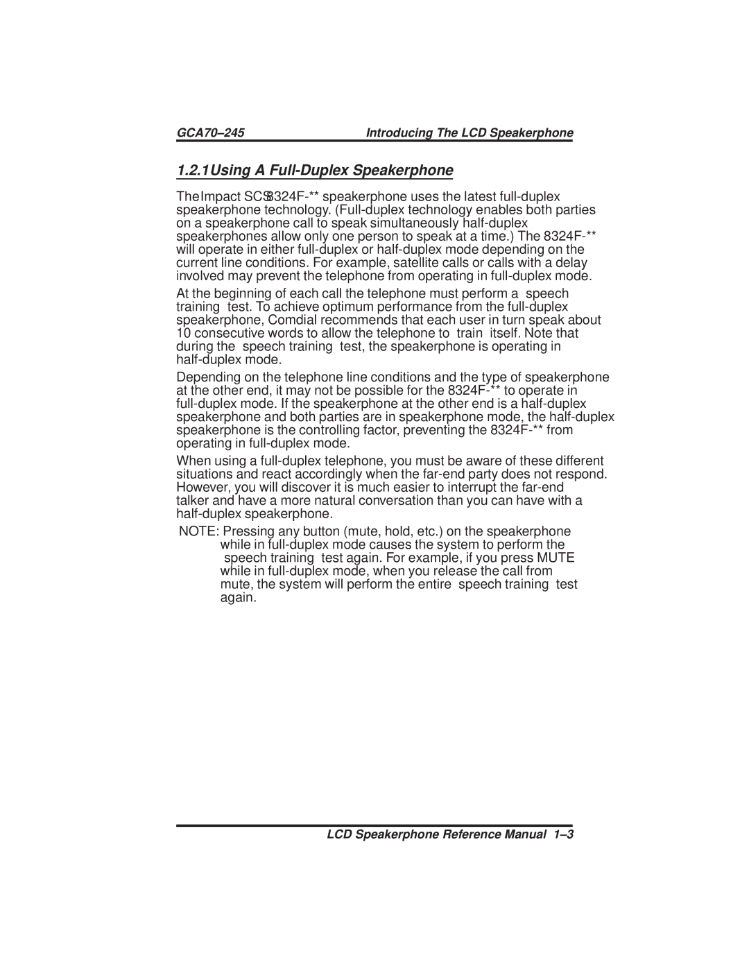 Vertical Communications DSU and DSU II manual 1Using a Full-Duplex Speakerphone 