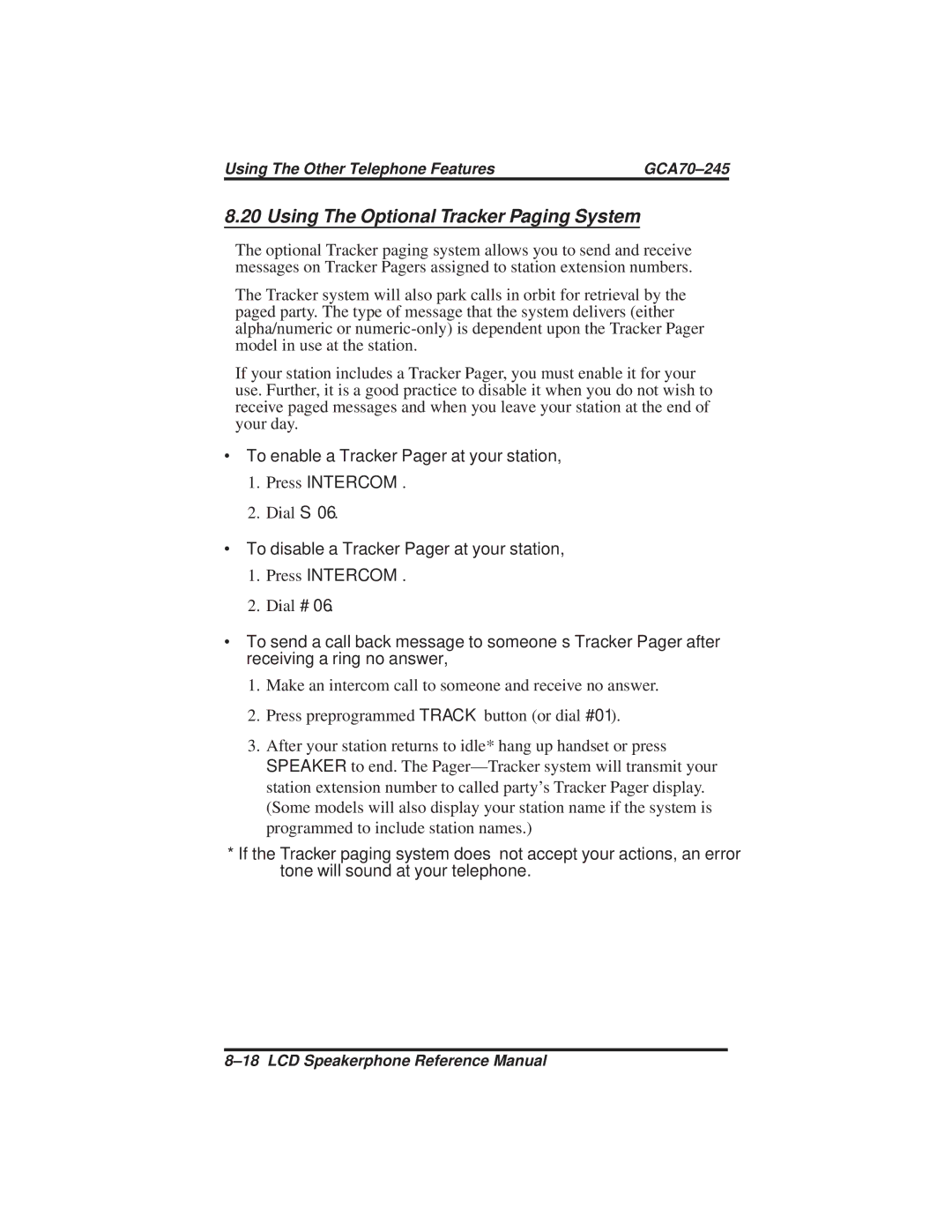 Vertical Communications DSU and DSU II manual Using The Optional Tracker Paging System 