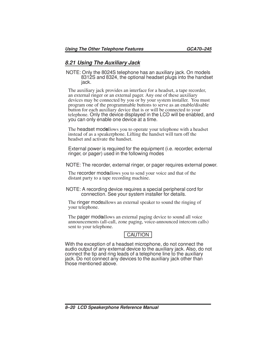 Vertical Communications DSU and DSU II manual Using The Auxiliary Jack 