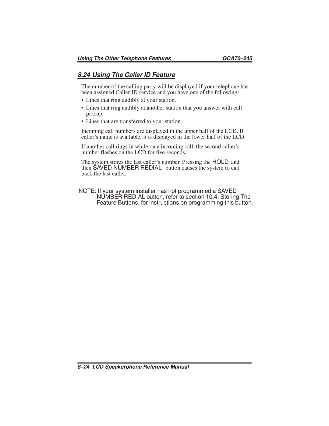 Vertical Communications DSU and DSU II manual Using The Caller ID Feature 