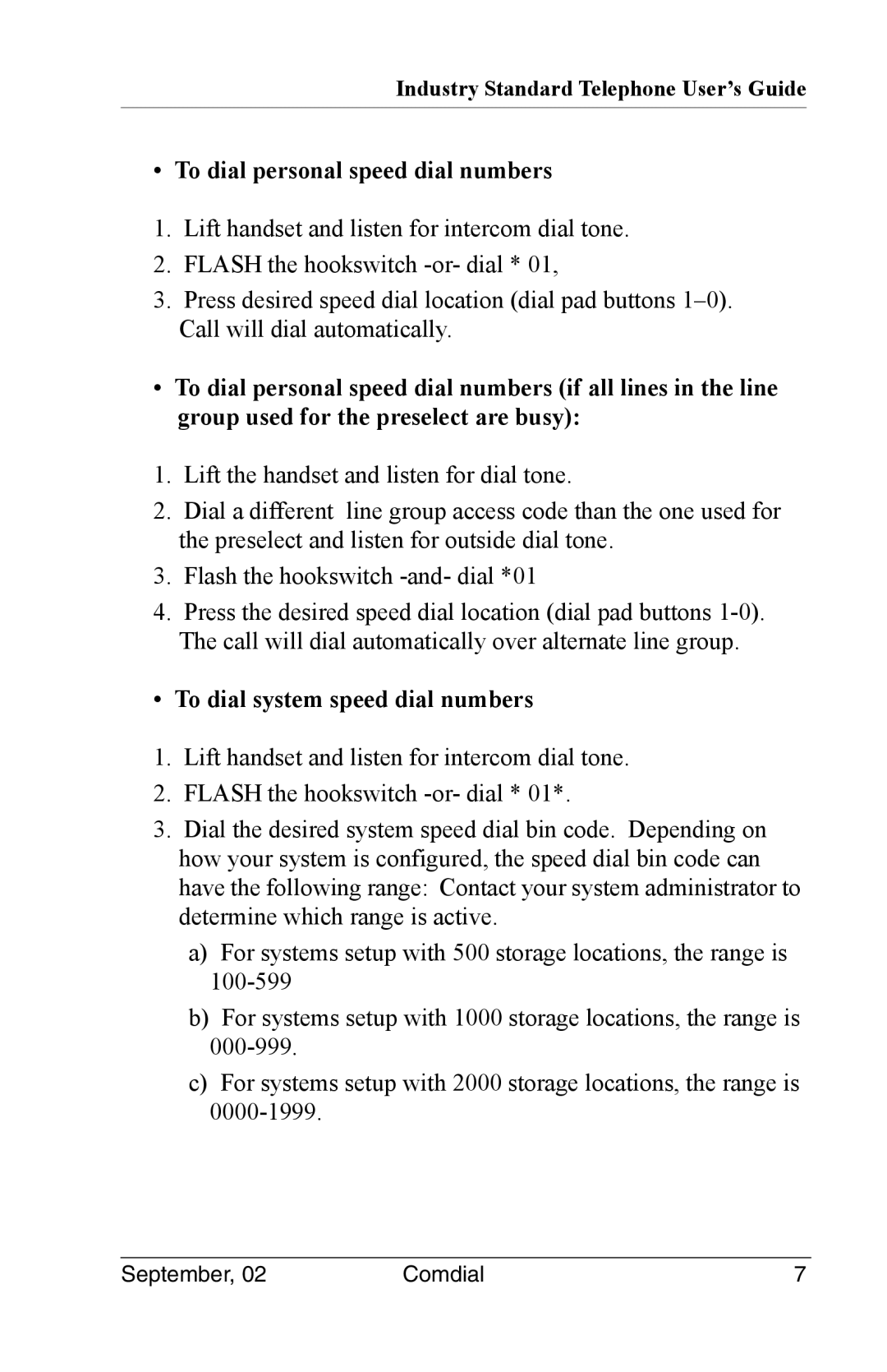 Vertical Communications DSU II manual To dial personal speed dial numbers, To dial system speed dial numbers 