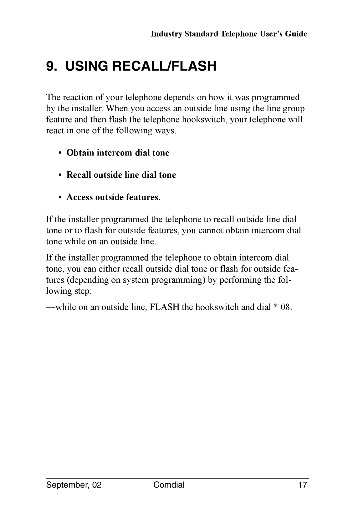 Vertical Communications DSU II manual Using RECALL/FLASH 