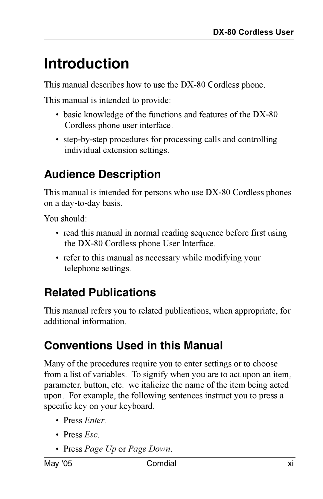 Vertical Communications DX-80 manual Introduction 