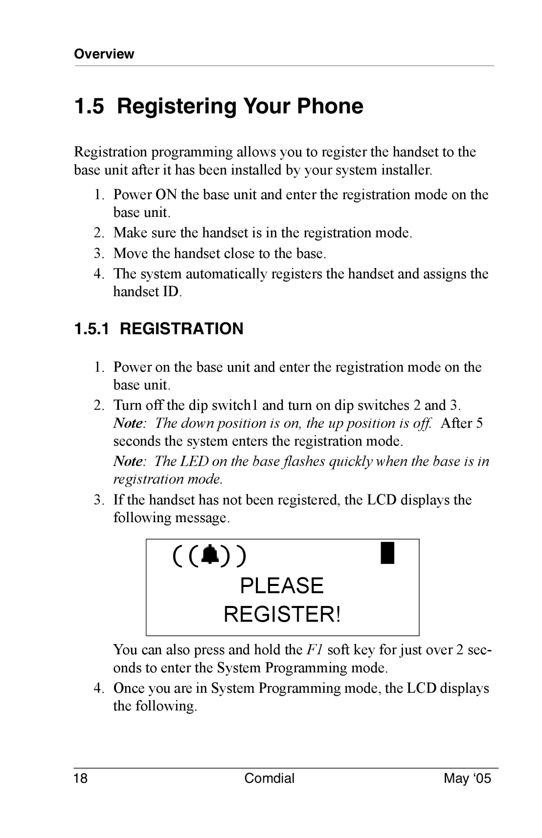 Vertical Communications DX-80 manual Registering Your Phone, Please Register, Registration 