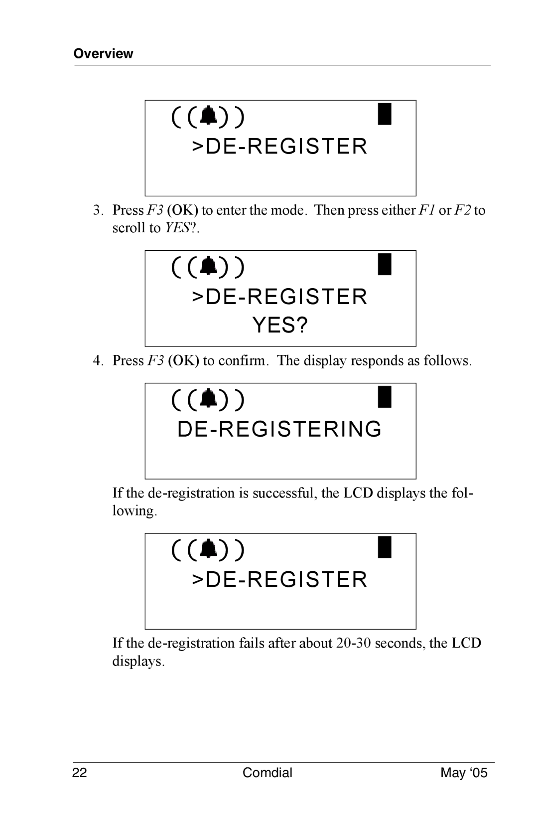 Vertical Communications DX-80 manual De-Register Yes?, De-Registering 