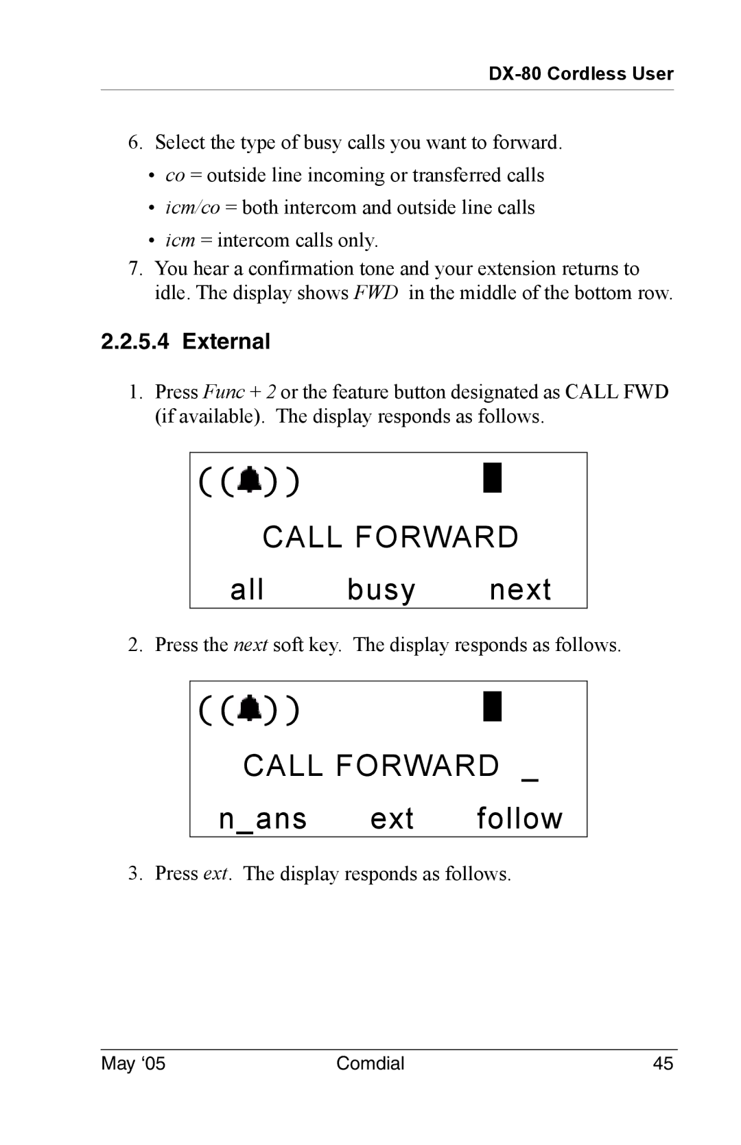 Vertical Communications DX-80 manual External 