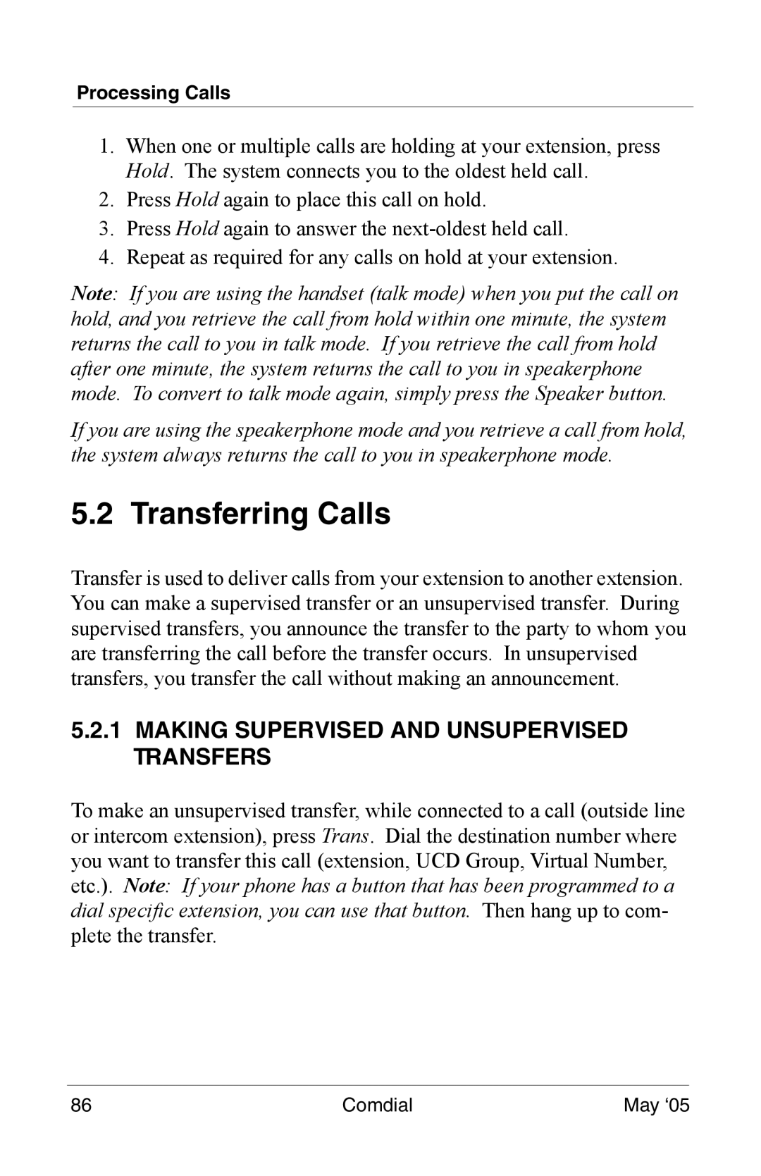 Vertical Communications DX-80 manual Transferring Calls, Making Supervised and Unsupervised Transfers 