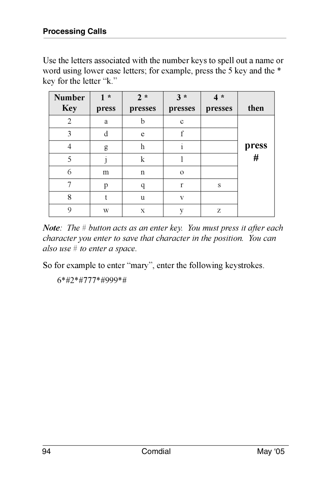 Vertical Communications DX-80 manual Number Then 