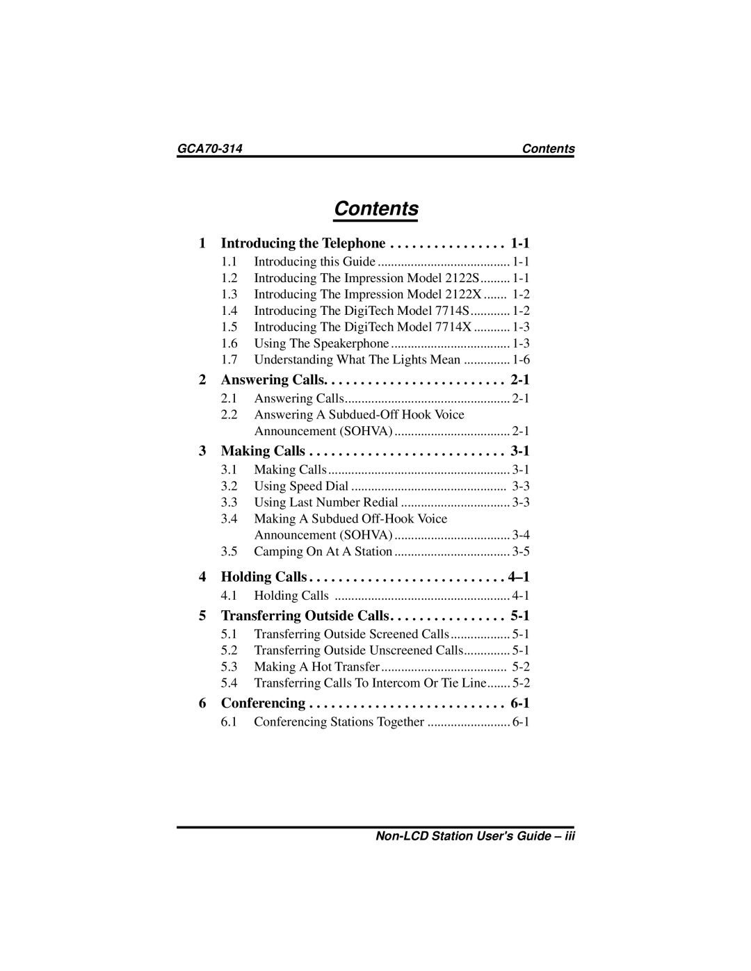 Vertical Communications FX, DXP Plus manual Contents 