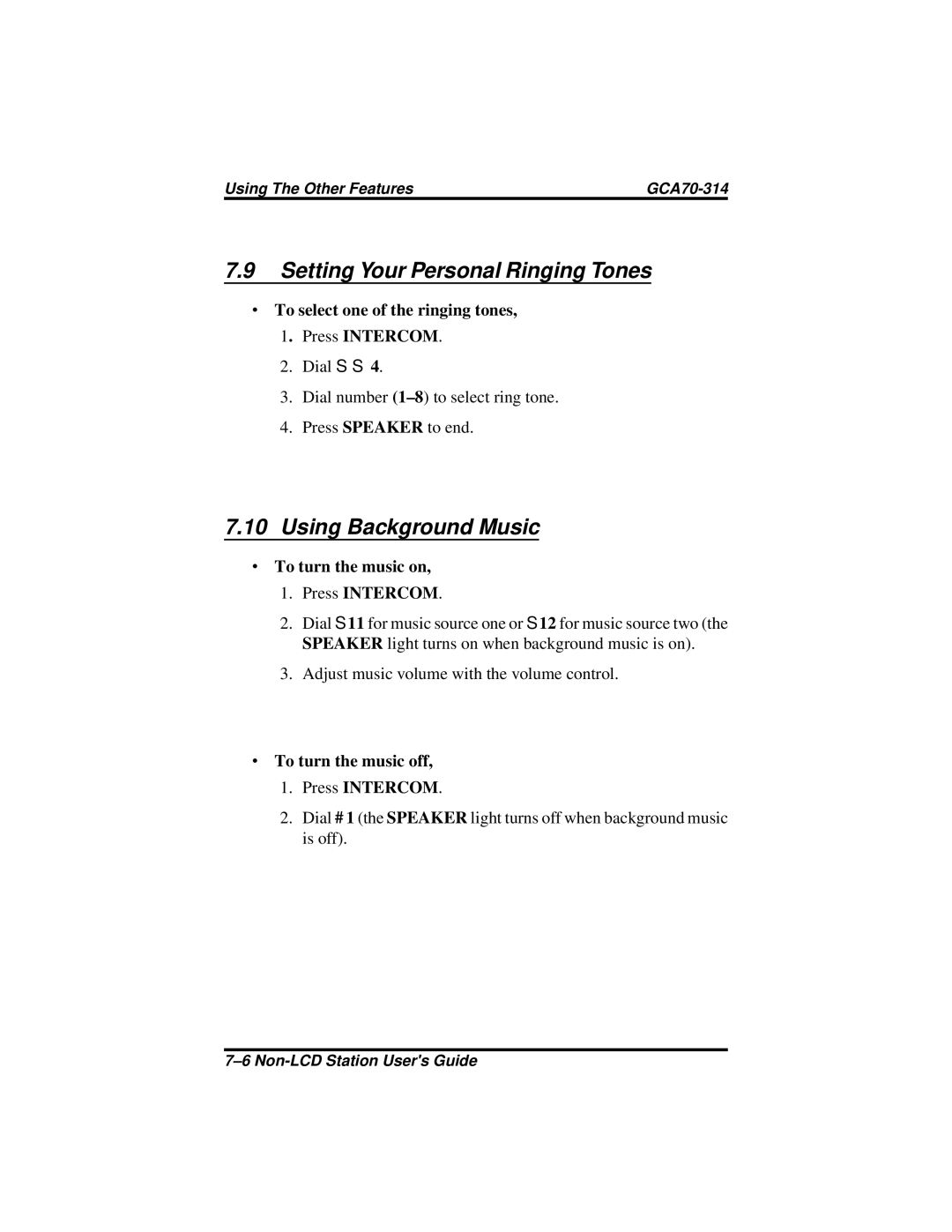 Vertical Communications DXP Plus, FX manual Setting Your Personal Ringing Tones, Using Background Music 