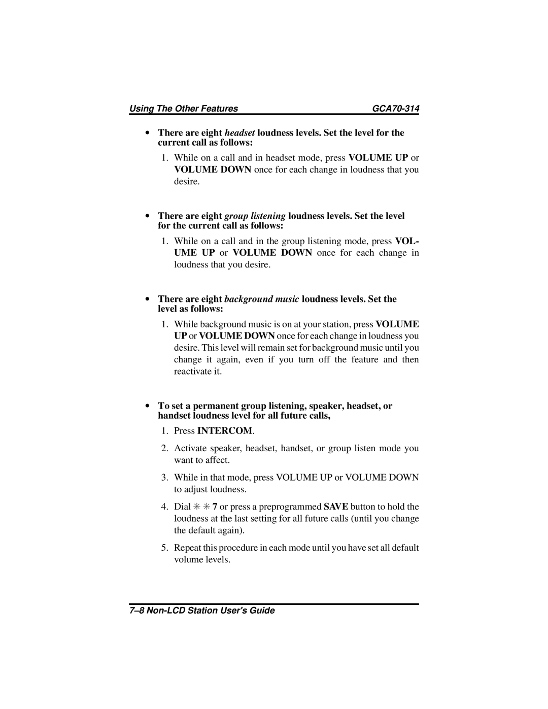 Vertical Communications DXP Plus, FX manual Using The Other Features GCA70-314 