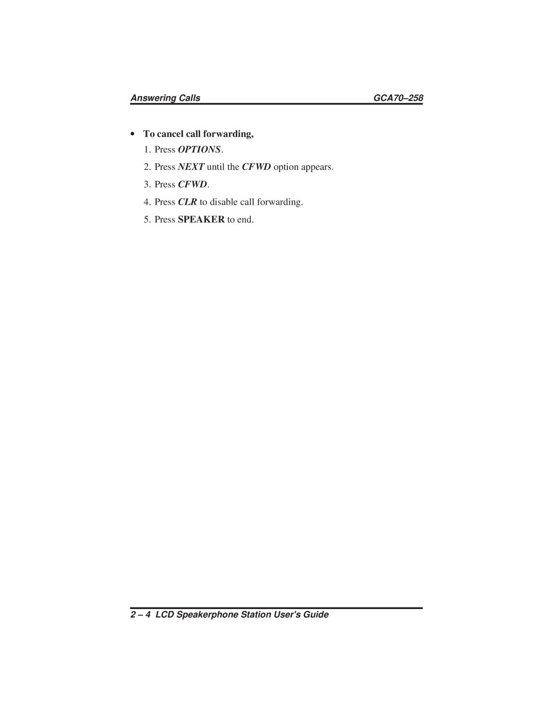 Vertical Communications FX Series, DXP Series, DXP Plus Series manual ∙ To cancel call forwarding 