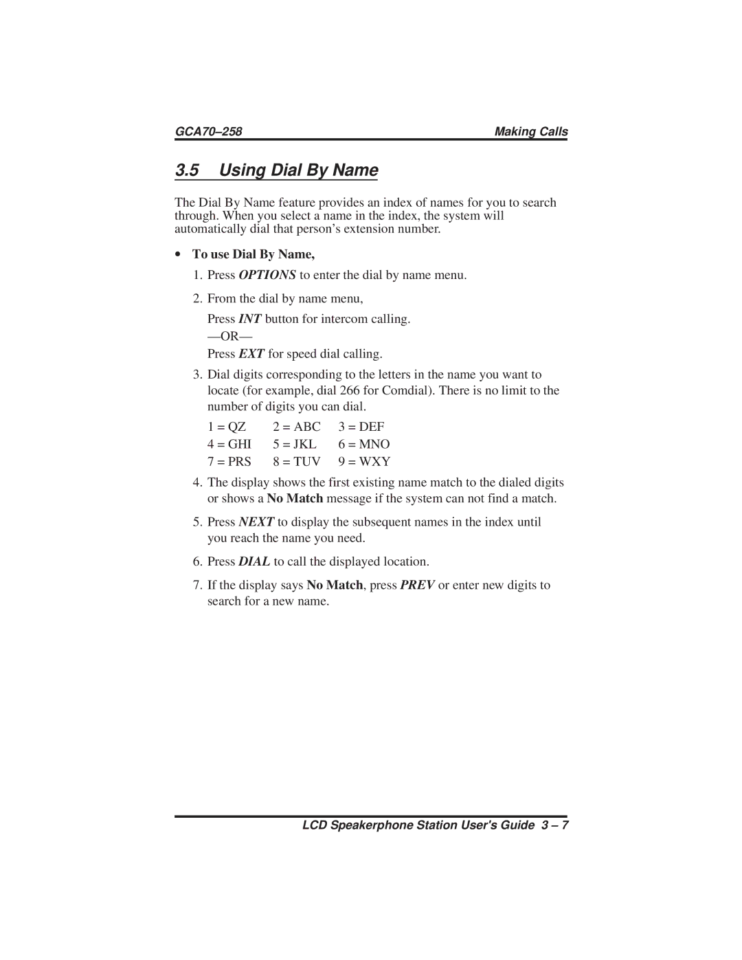 Vertical Communications DXP Plus Series, DXP Series, FX Series manual Using Dial By Name, ∙ To use Dial By Name 