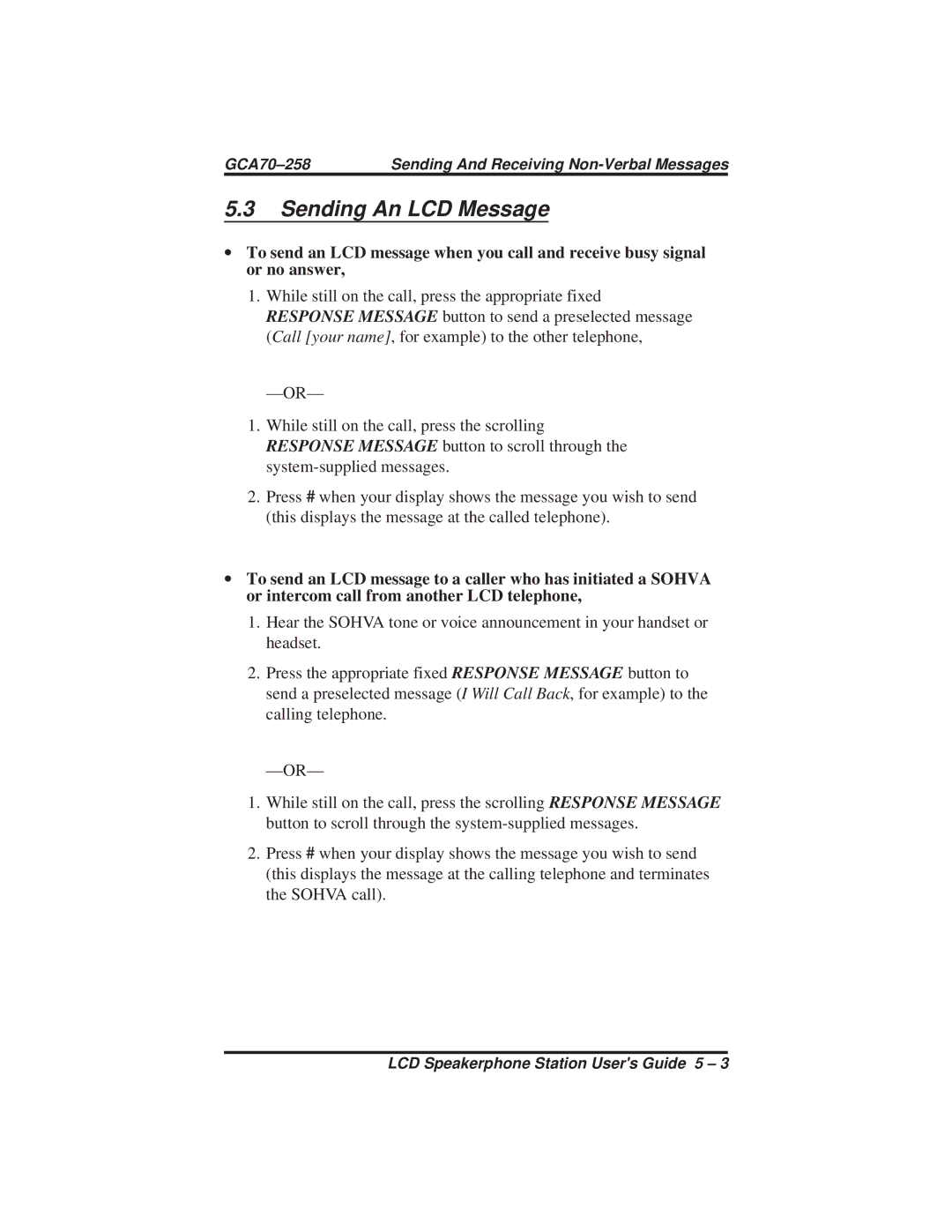 Vertical Communications DXP Plus Series, DXP Series, FX Series manual Sending An LCD Message 