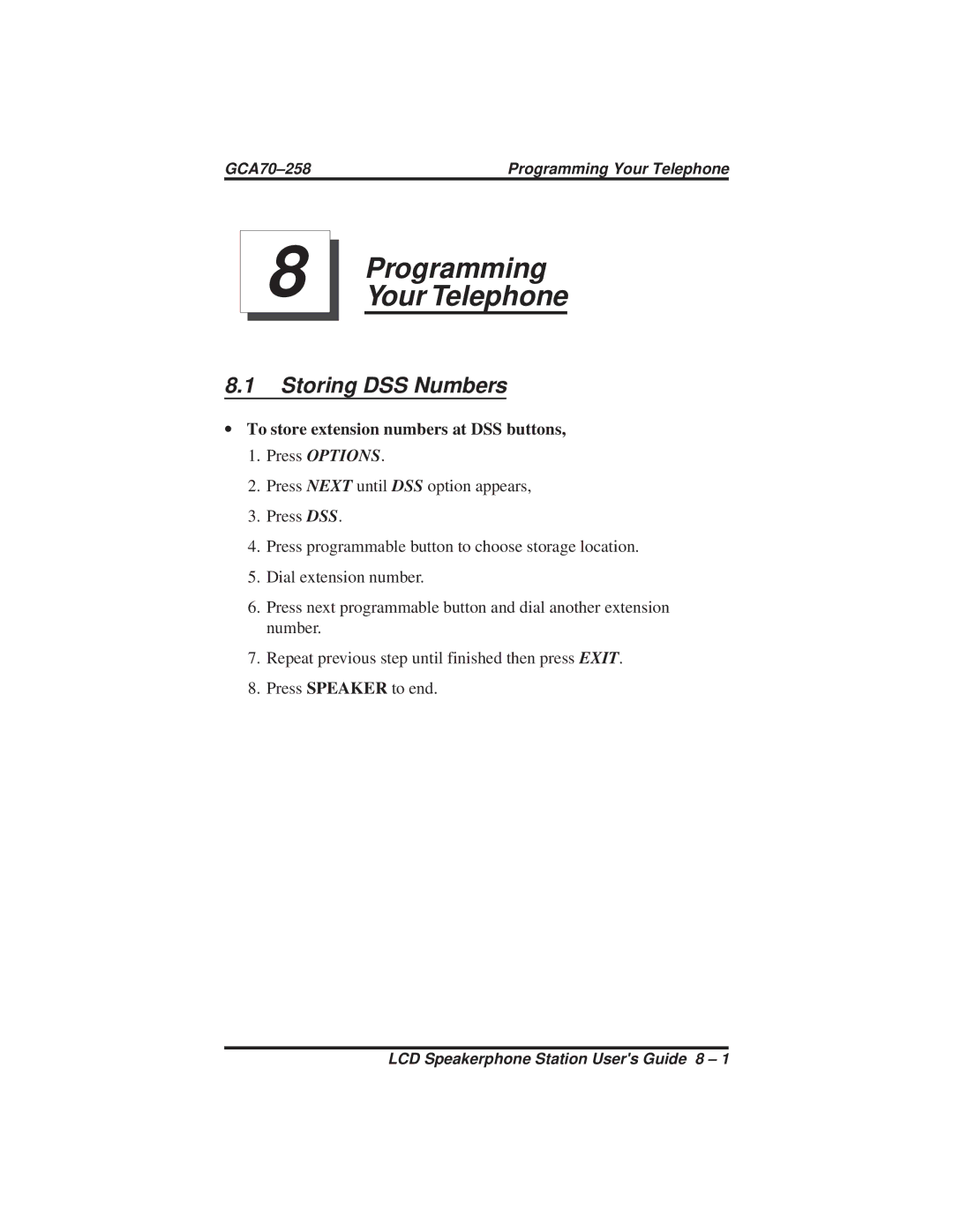 Vertical Communications DXP Plus Series, DXP Series, FX Series manual Programming Your Telephone, Storing DSS Numbers 