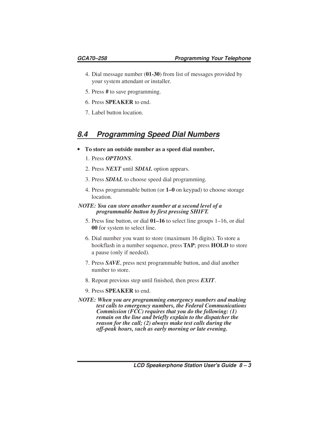 Vertical Communications FX Series Programming Speed Dial Numbers, ∙ To store an outside number as a speed dial number 