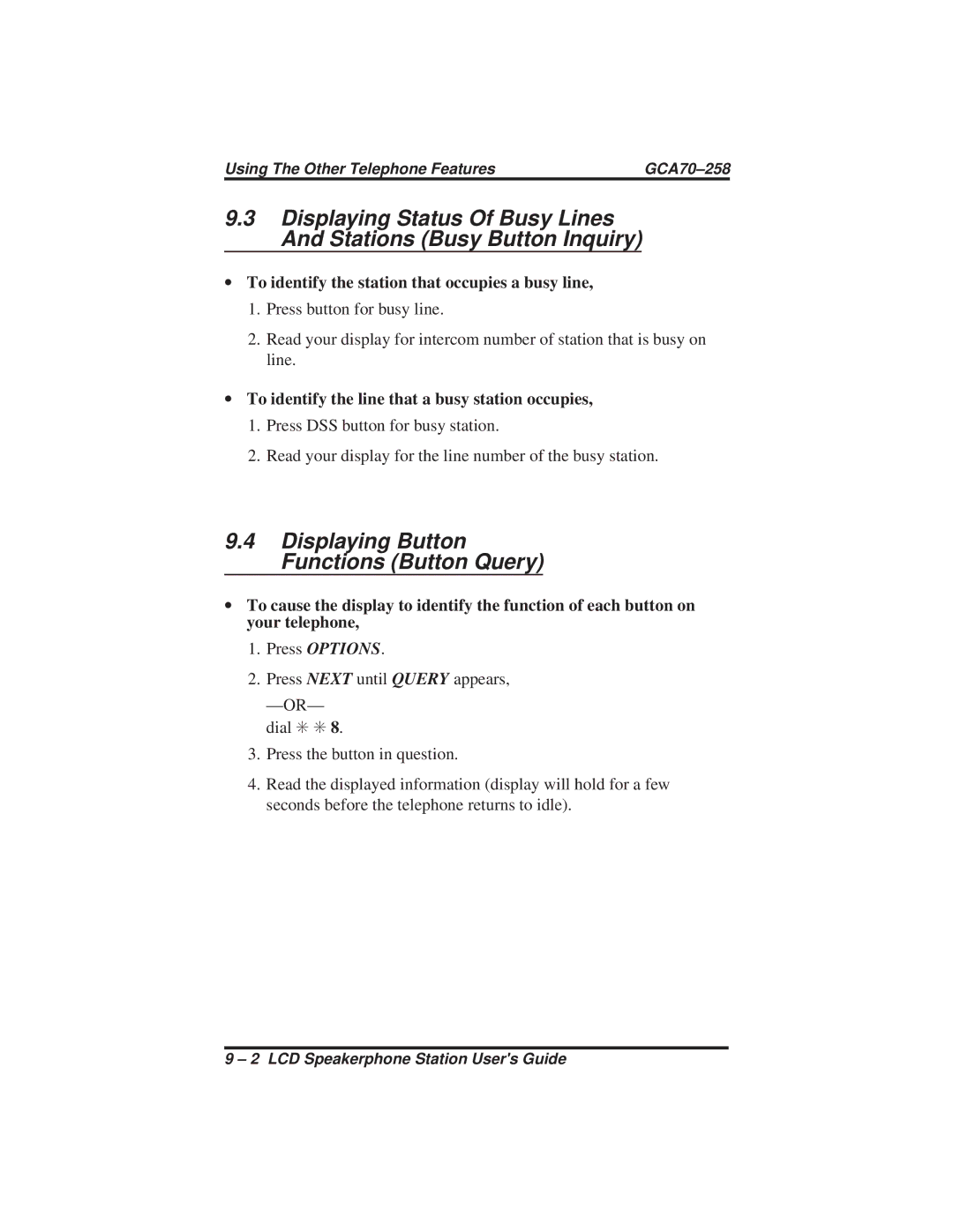 Vertical Communications DXP Series, FX Series, DXP Plus Series manual ∙ To identify the station that occupies a busy line 