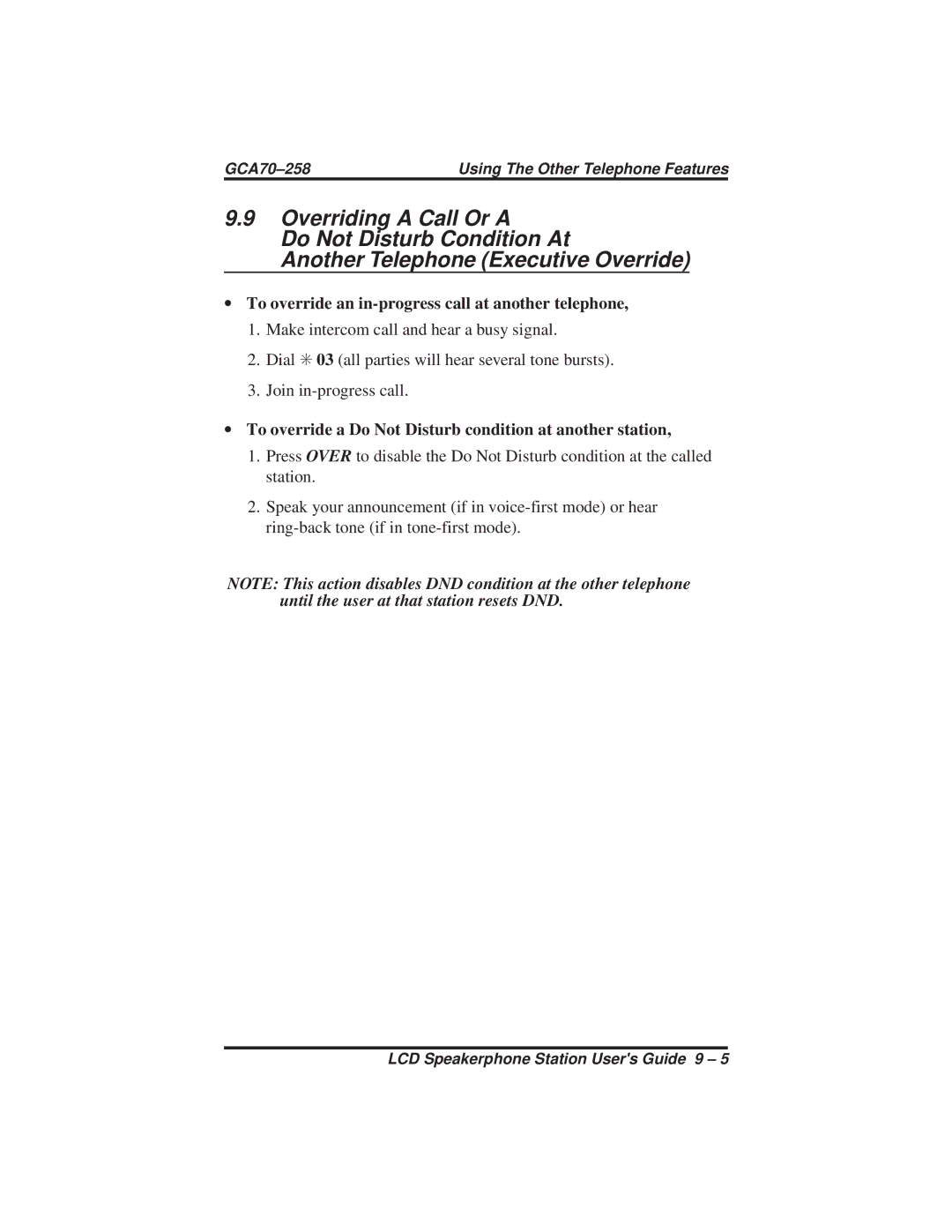 Vertical Communications DXP Series, FX Series, DXP Plus Series manual ∙ To override an in-progress call at another telephone 