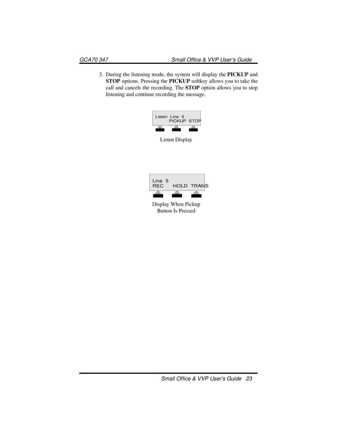 Vertical Communications DXP manual Listen Display 