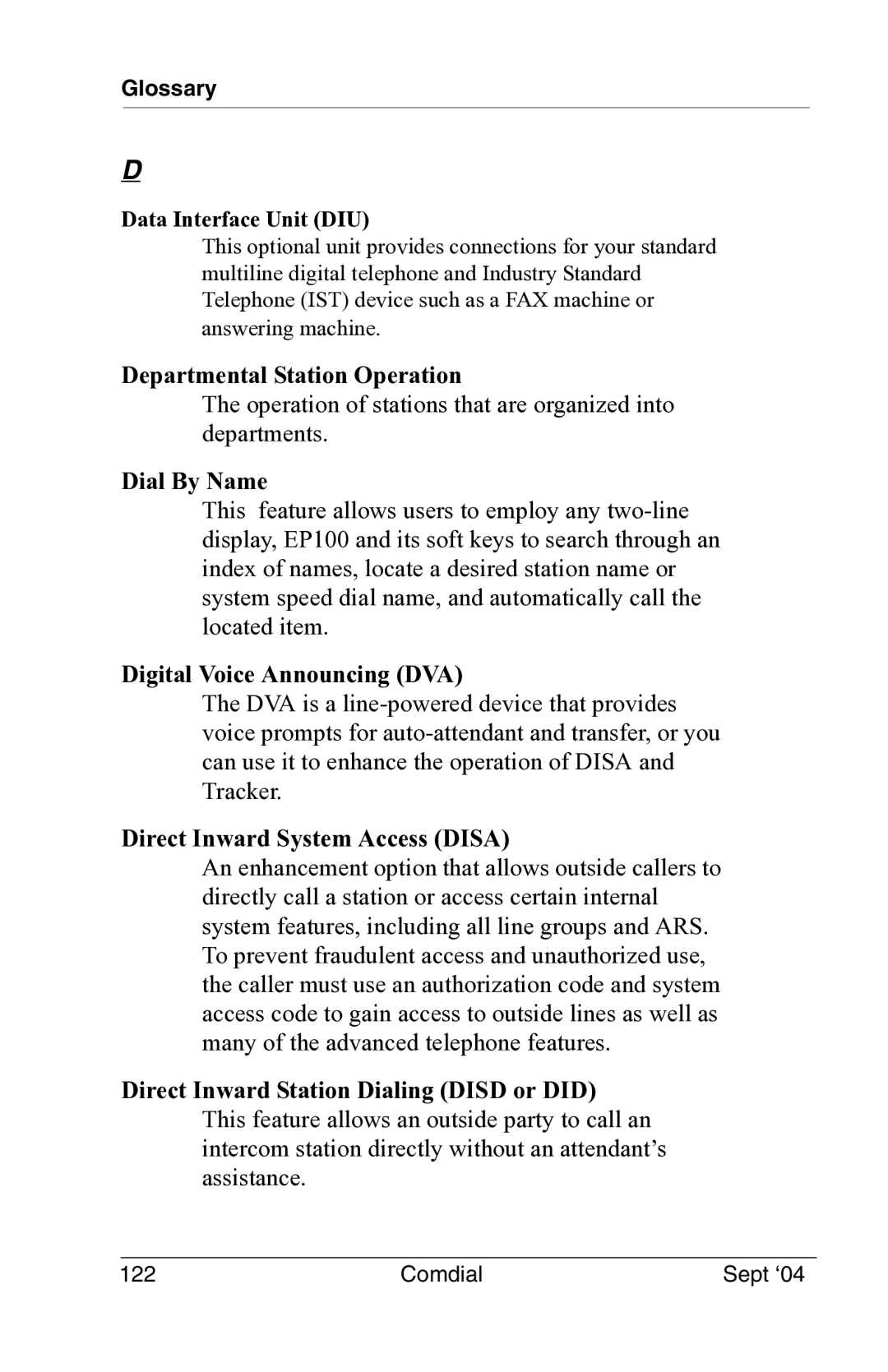 Vertical Communications EP100 manual Departmental Station Operation, Dial By Name, Digital Voice Announcing DVA 