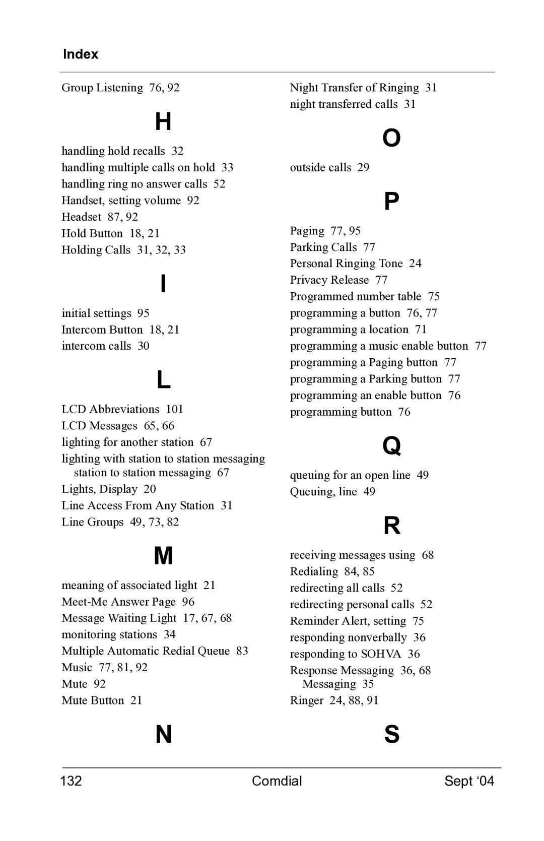 Vertical Communications EP100 manual Index 