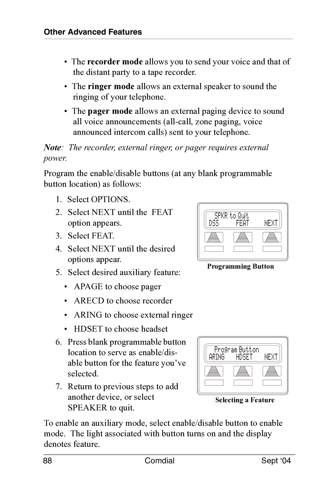 Vertical Communications EP100 manual Programming Button 