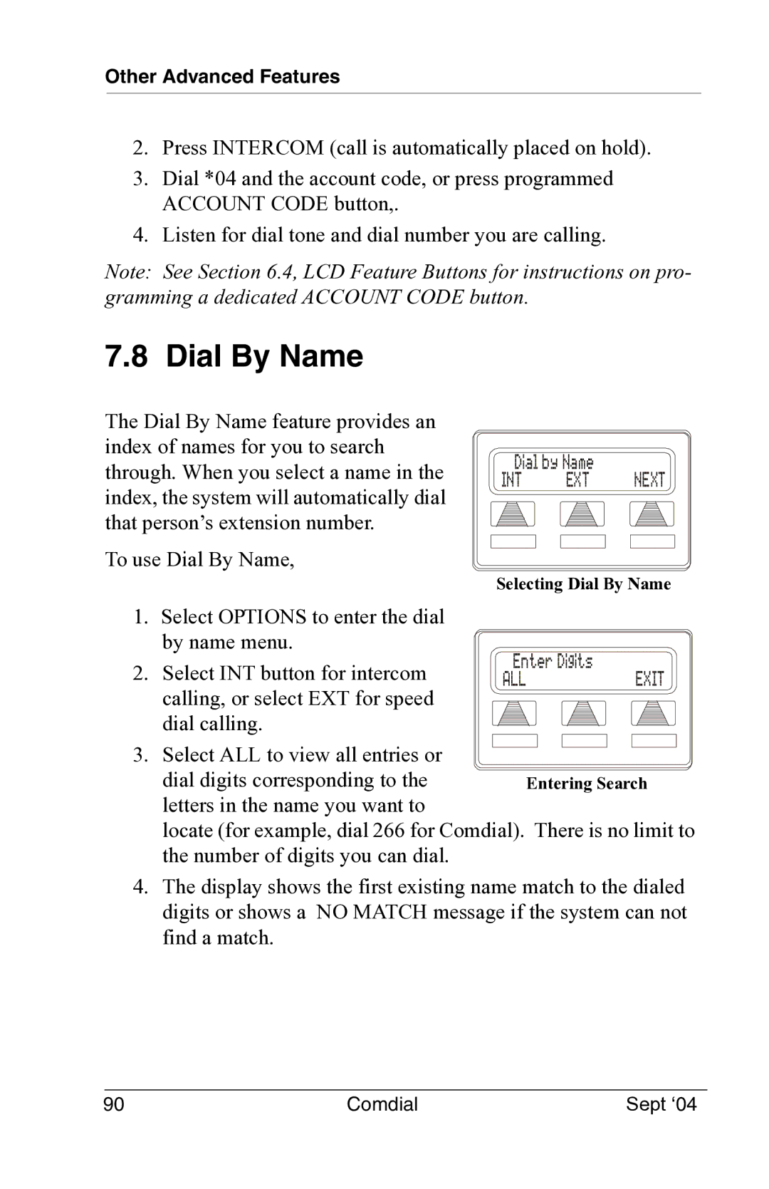 Vertical Communications EP100 manual Dial By Name 