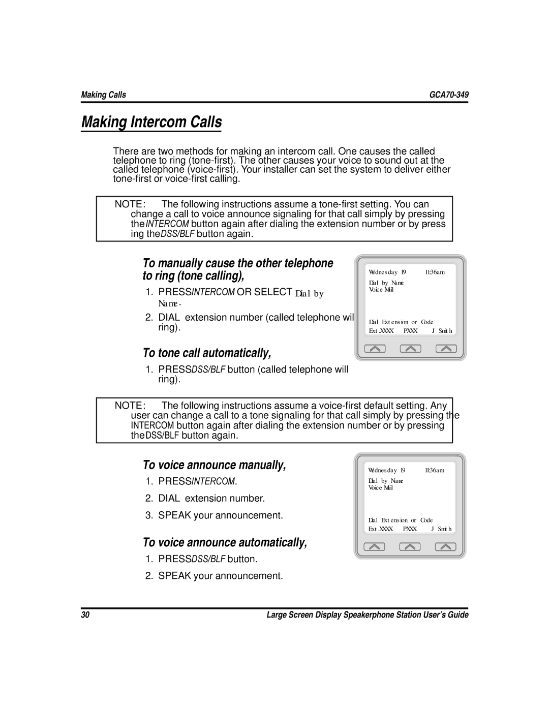 Vertical Communications FXS, and FXT Making Intercom Calls, To tone call automatically, To voice announce manually 