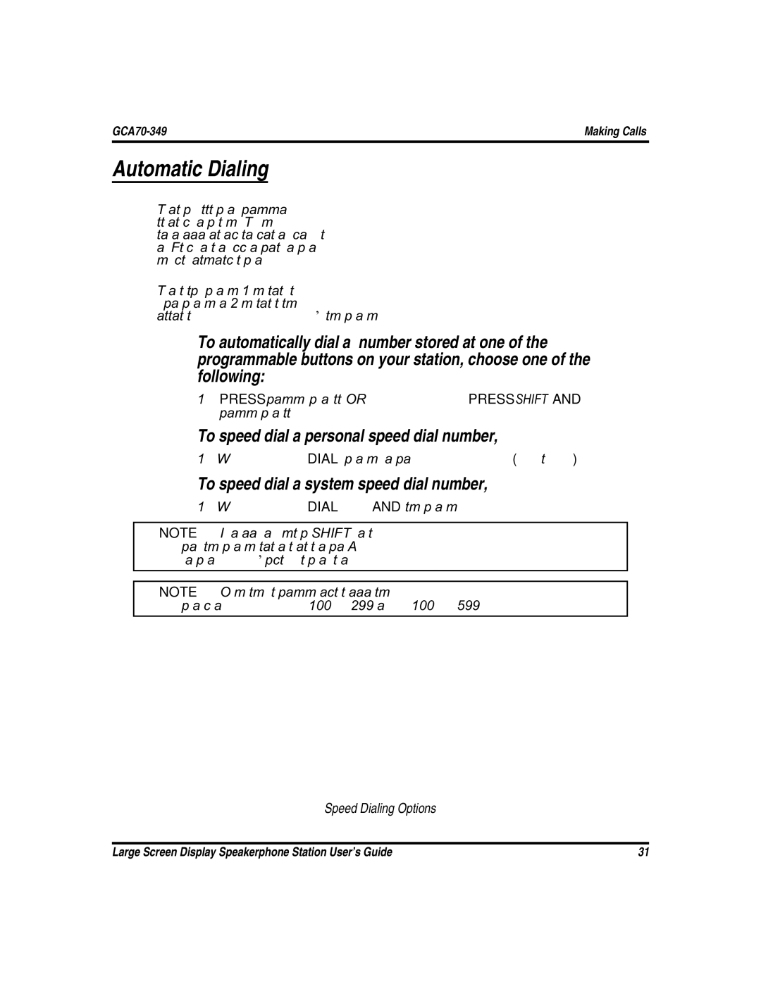 Vertical Communications and FXT, FXS manual Automatic Dialing, To speed dial a personal speed dial number 