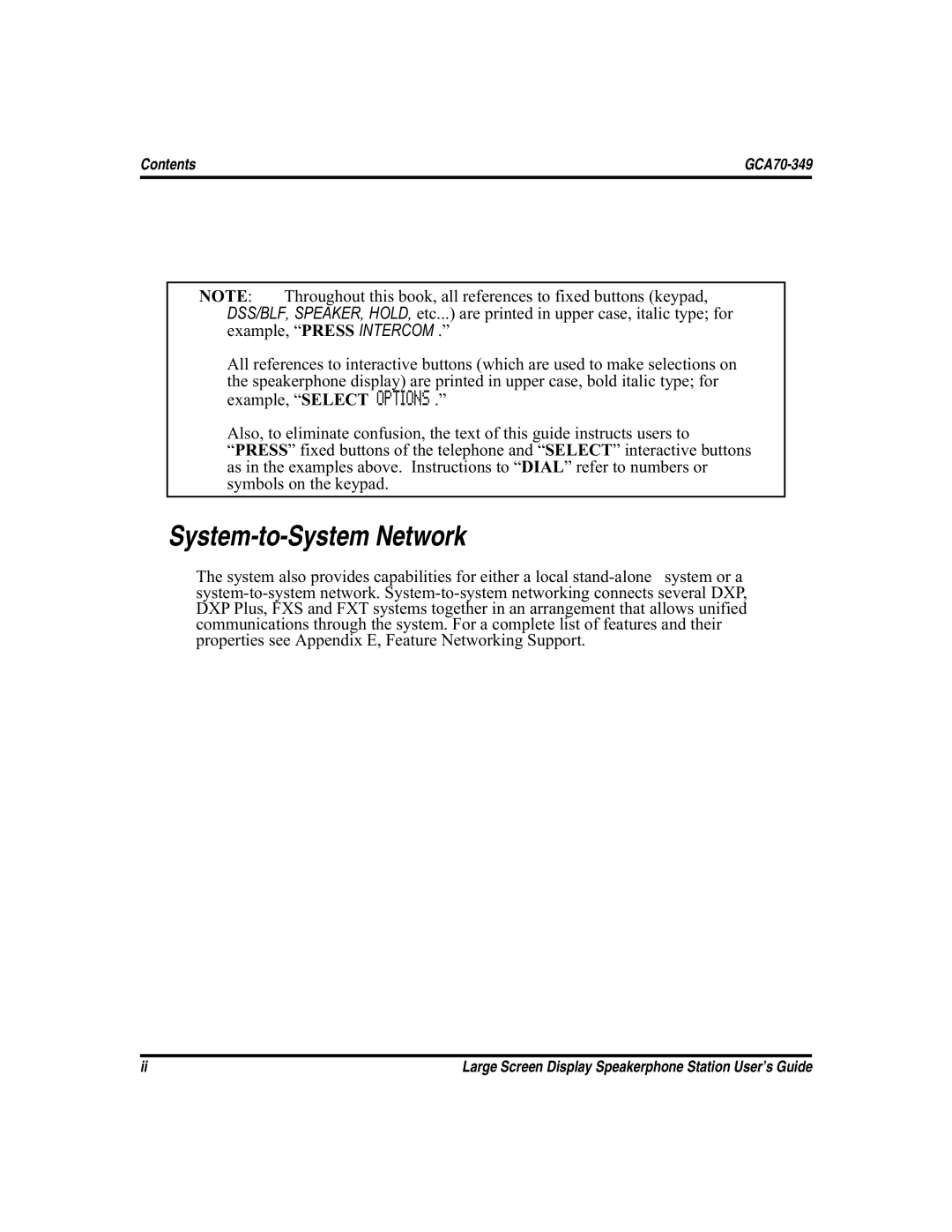 Vertical Communications FXS, and FXT manual System-to-System Network, Options 