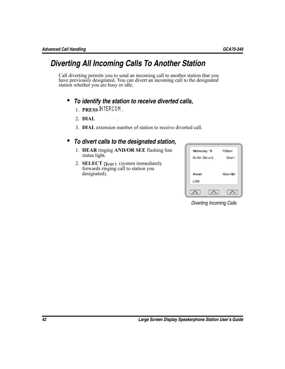 Vertical Communications FXS, and FXT manual Diverting All Incoming Calls To Another Station 