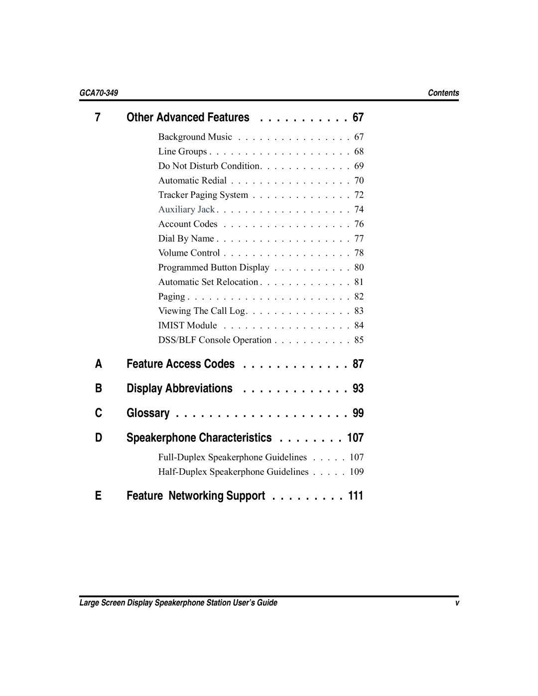 Vertical Communications and FXT, FXS manual Display Abbreviations Glossary 