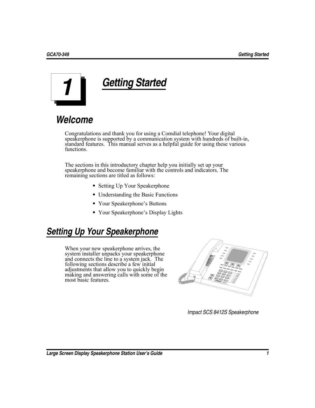 Vertical Communications and FXT, FXS manual Welcome, Setting Up Your Speakerphone 