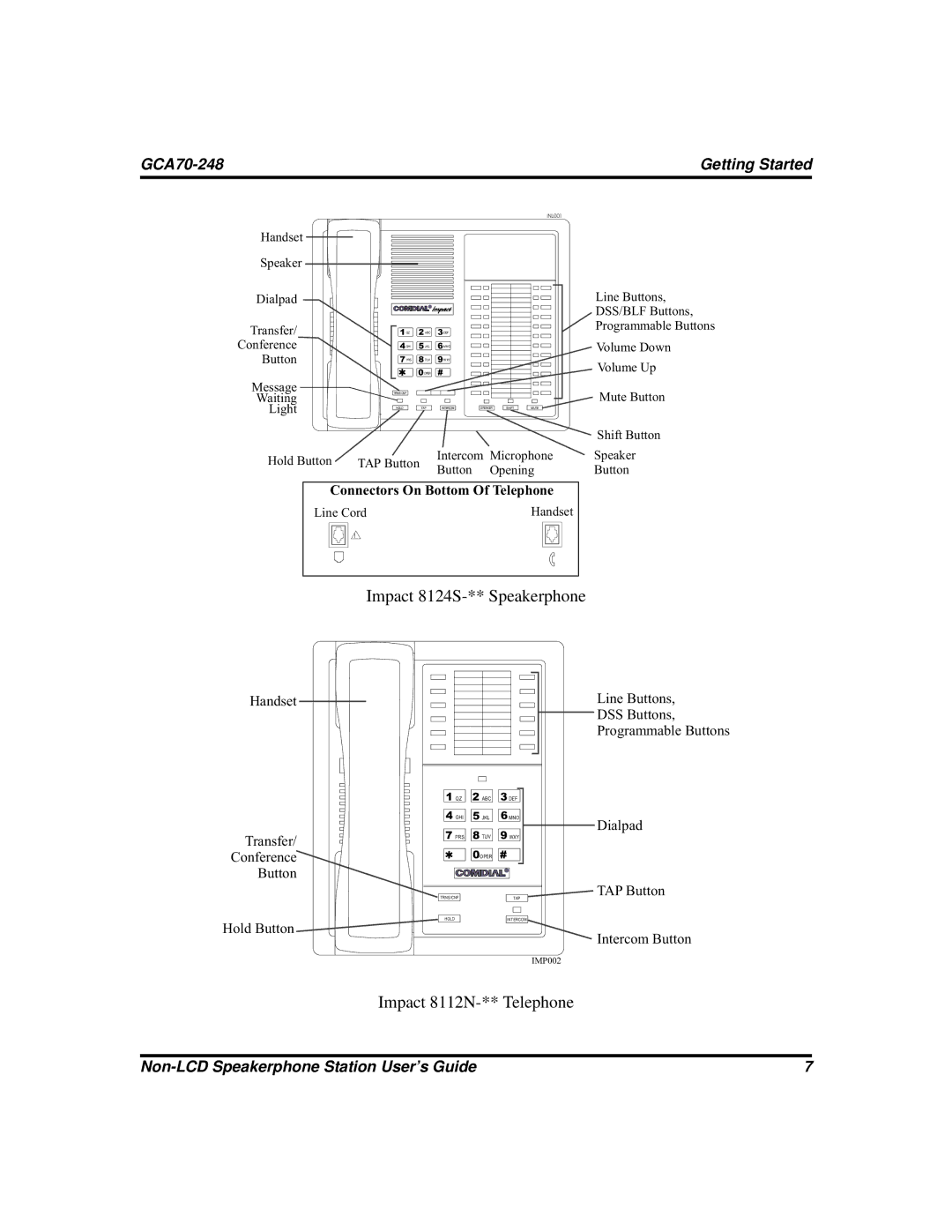 Vertical Communications GCA70-248 manual Impact 8112N-** Telephone 