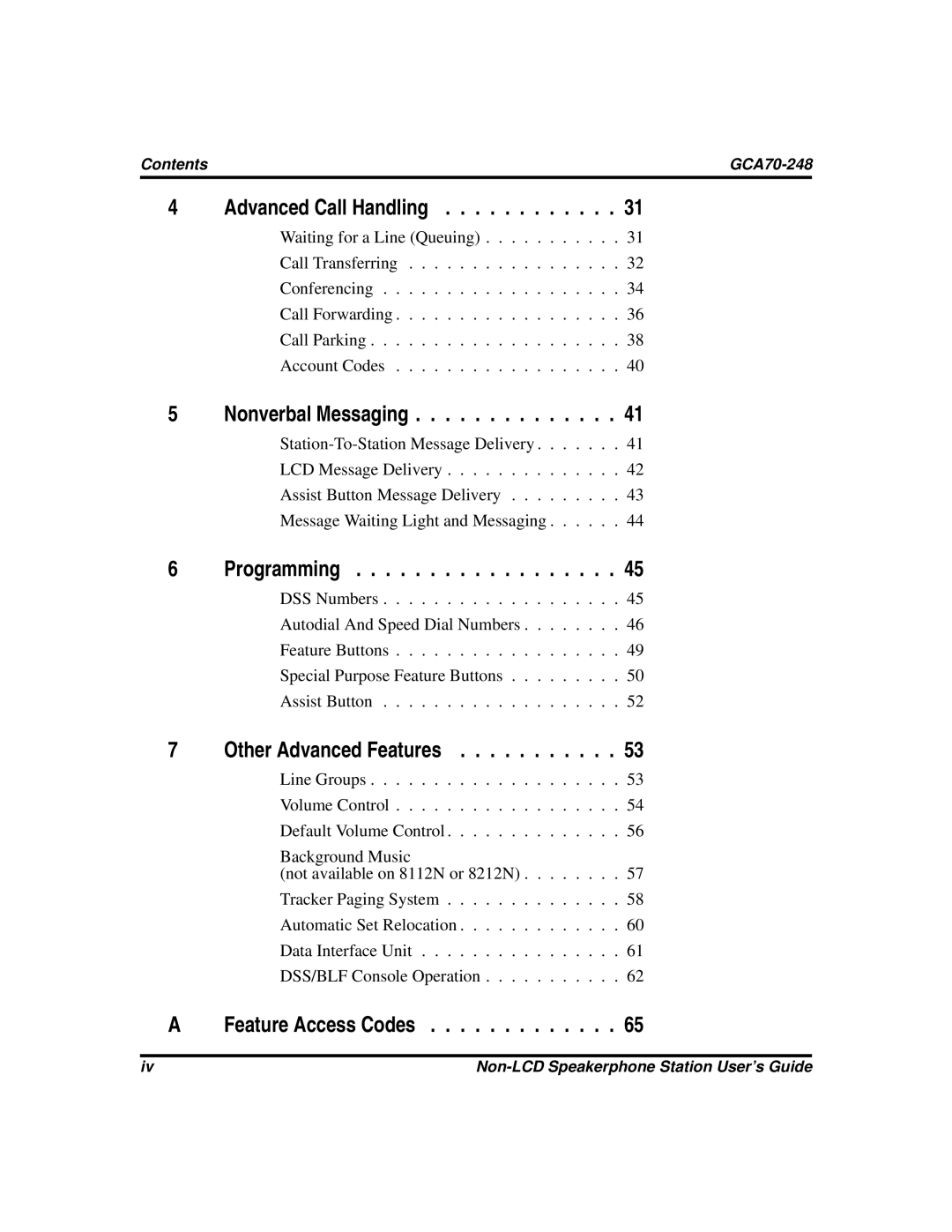 Vertical Communications GCA70-248 manual Advanced Call Handling 