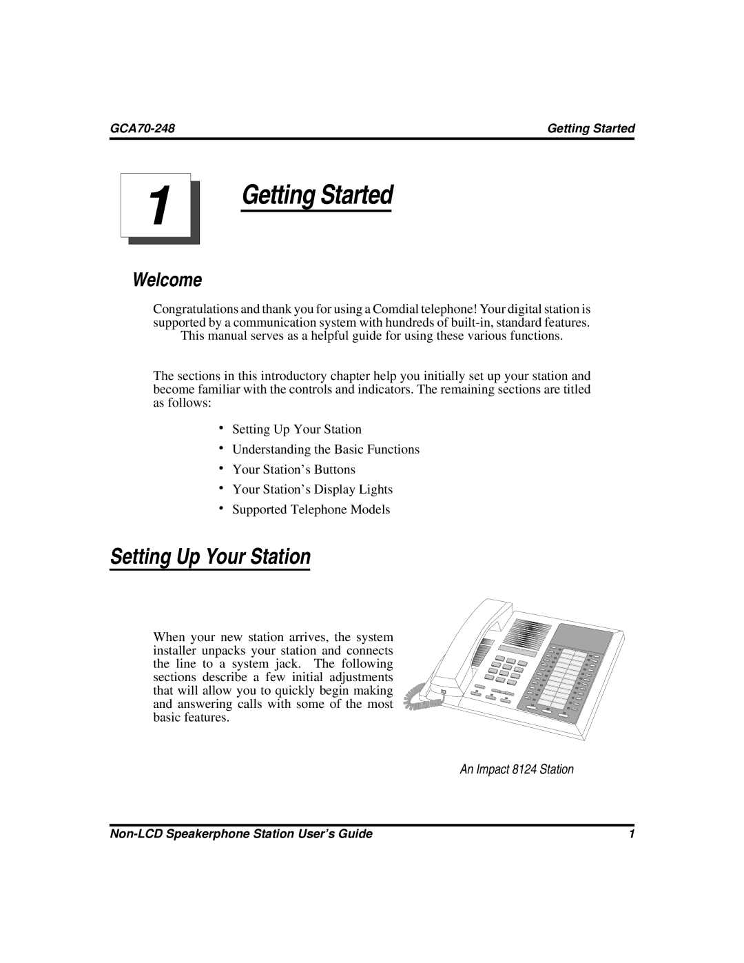 Vertical Communications GCA70-248 manual Setting Up Your Station, Welcome 