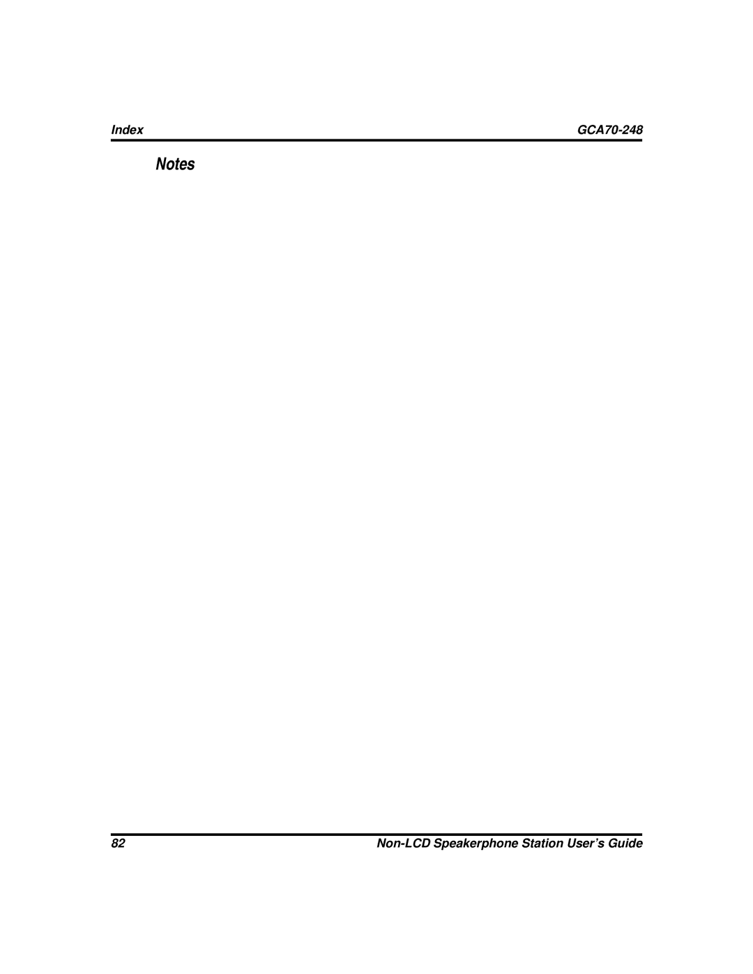 Vertical Communications manual Index GCA70-248 Non-LCD Speakerphone Station User’s Guide 