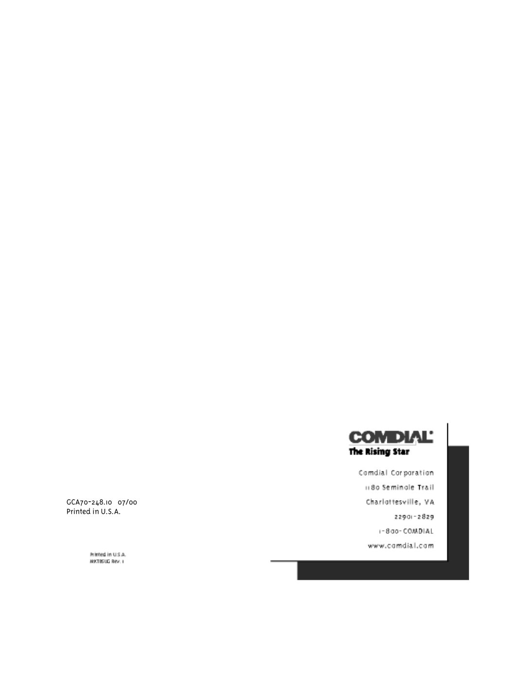 Vertical Communications GCA70-248 manual 