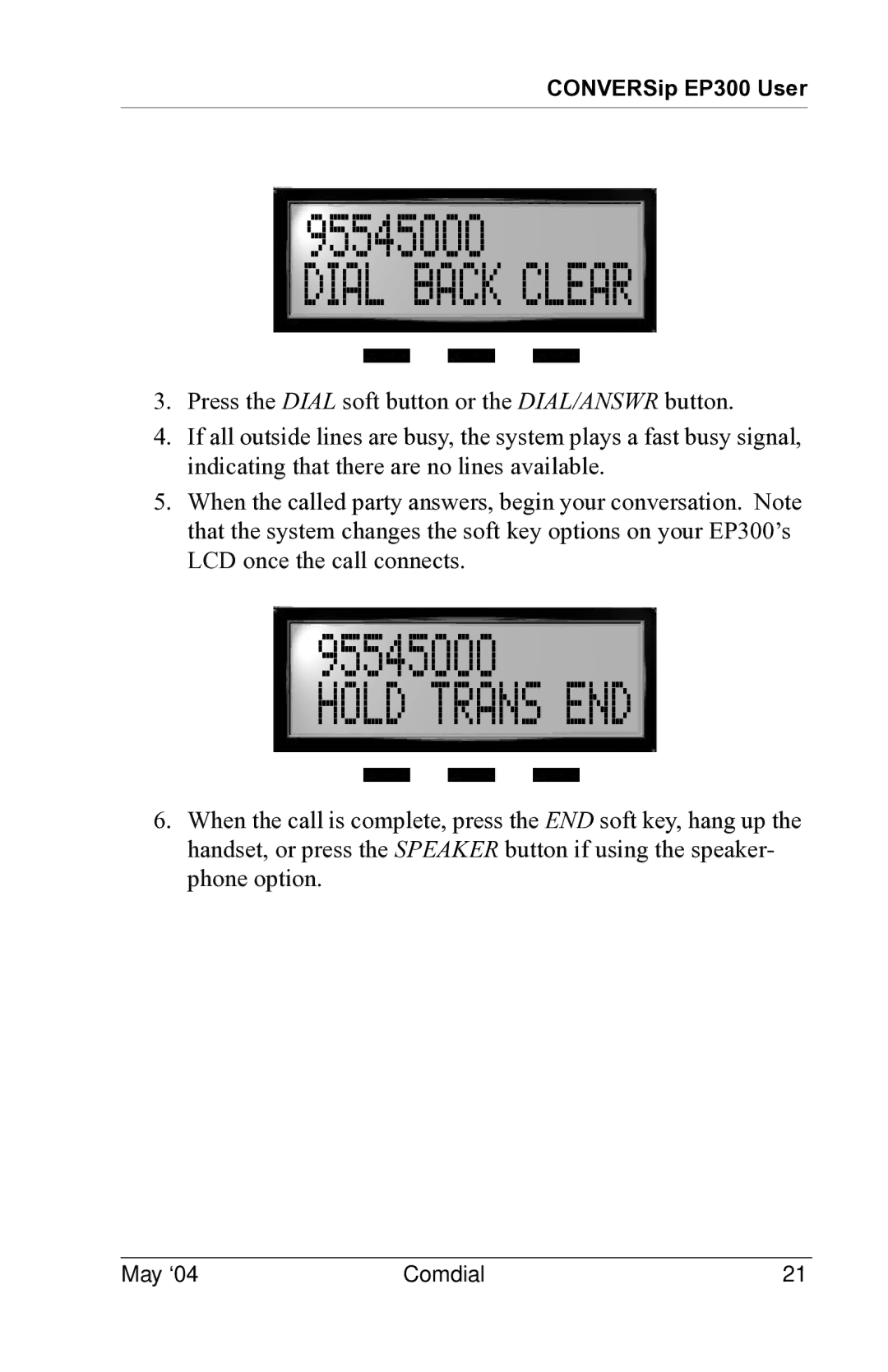 Vertical Communications MP5000 manual Hold Trans END 