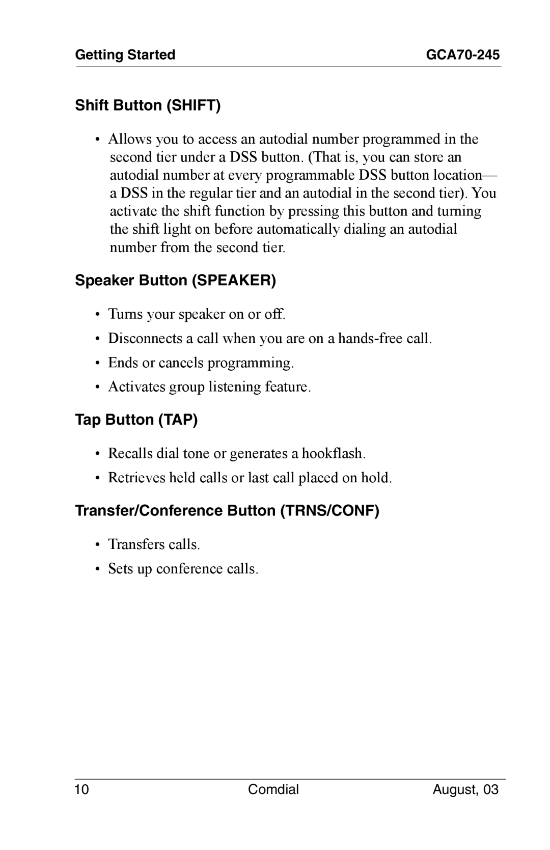 Vertical Communications SCS 8312S, SCS 8324S, SCS 8324F, 8024S manual Transfer/Conference Button TRNS/CONF 